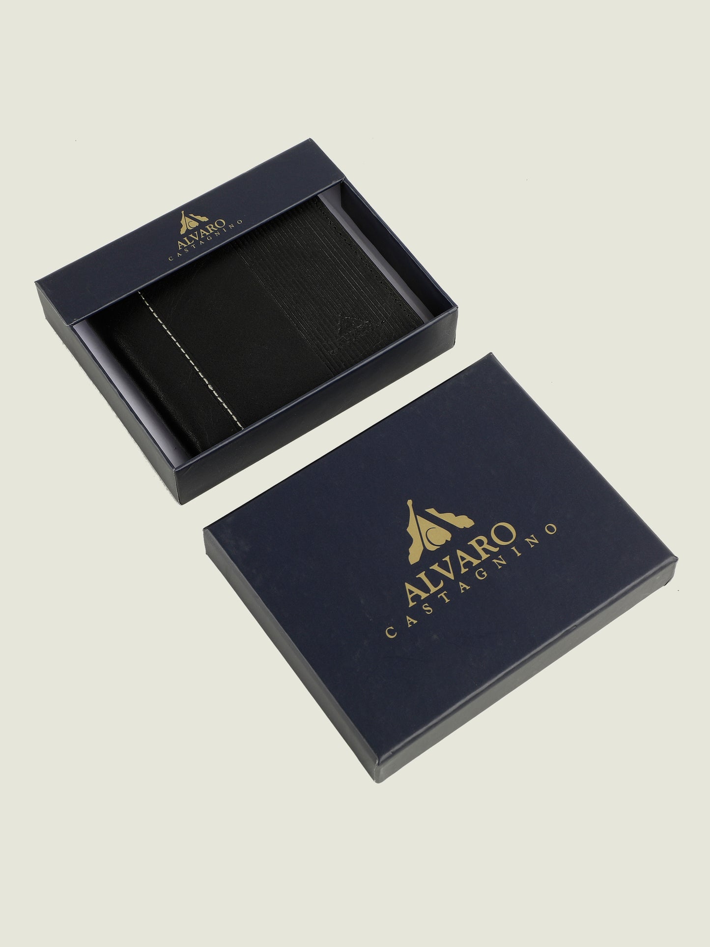 Alvaro Castagnino Black Coloured Two Fold Leather Wallet for Men