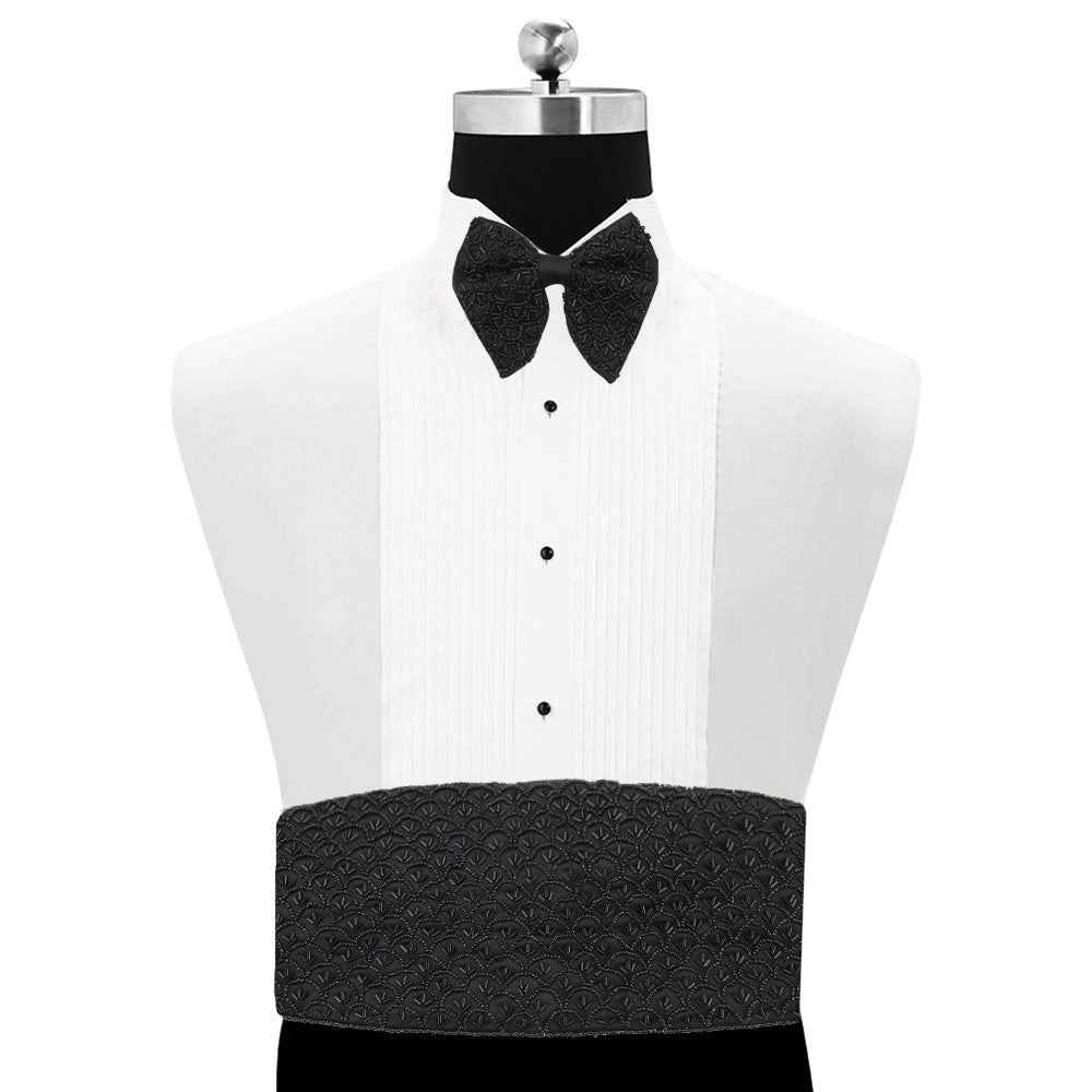 Alvaro Castagnino Men Bead Embroidered Cummerband & Bow Tie Set