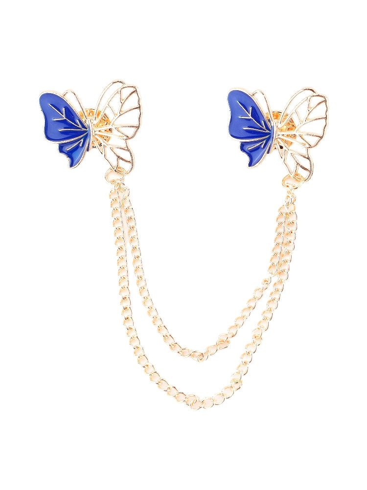 Blue Butterfly Dual-Pin Brooch