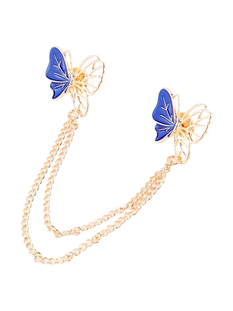 Blue Butterfly Dual-Pin Brooch