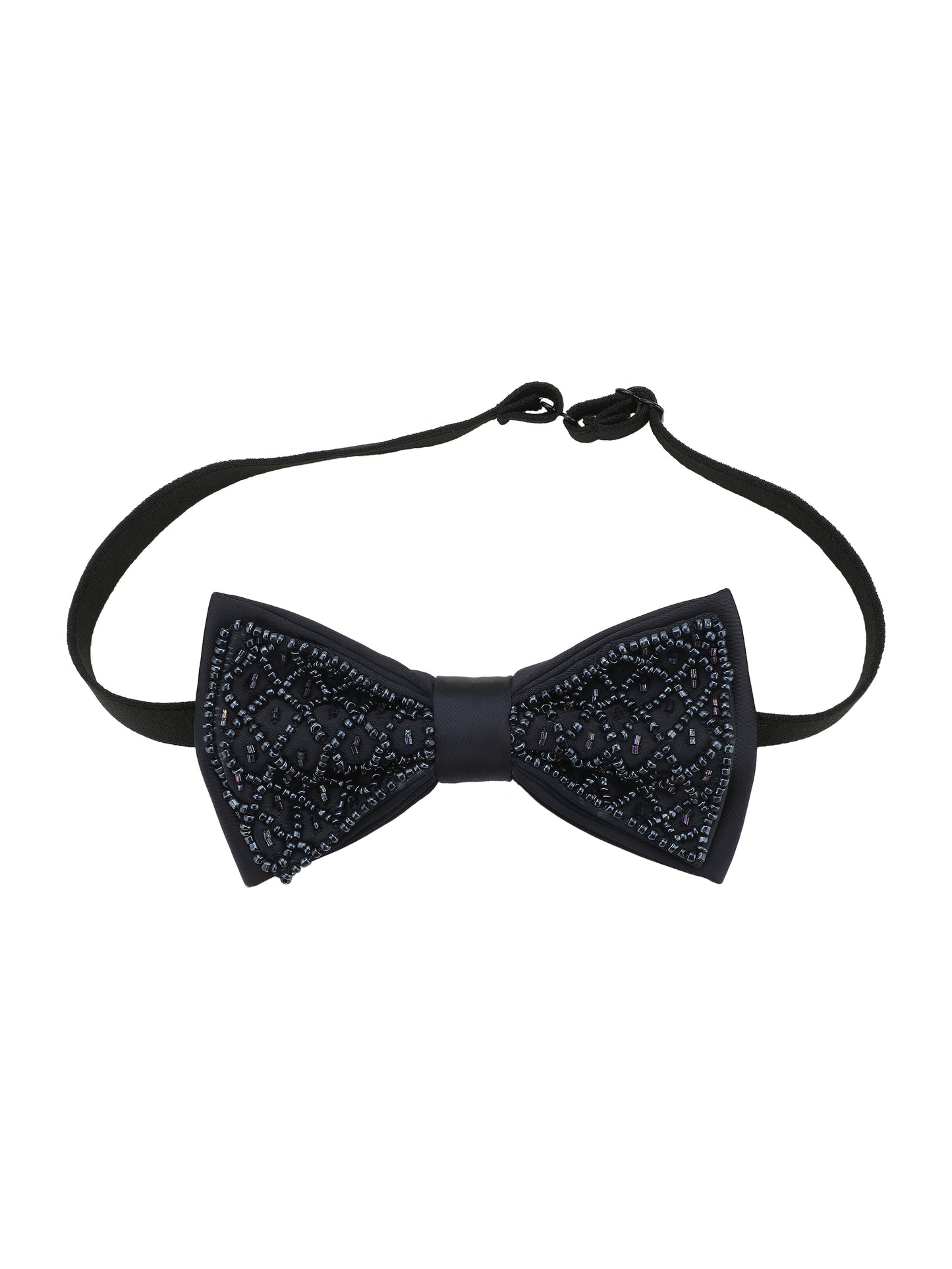 Alvaro Castagnino Men Microfiber Bead Embroidered Adjustable Bow Tie