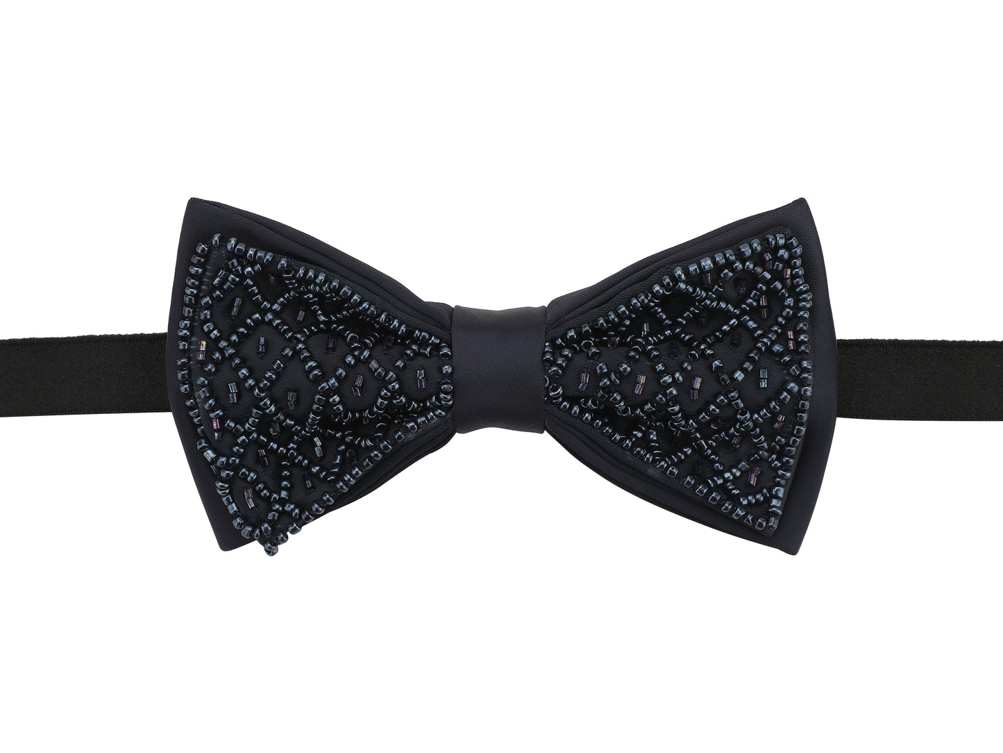 Alvaro Castagnino Men Microfiber Bead Embroidered Adjustable Bow Tie