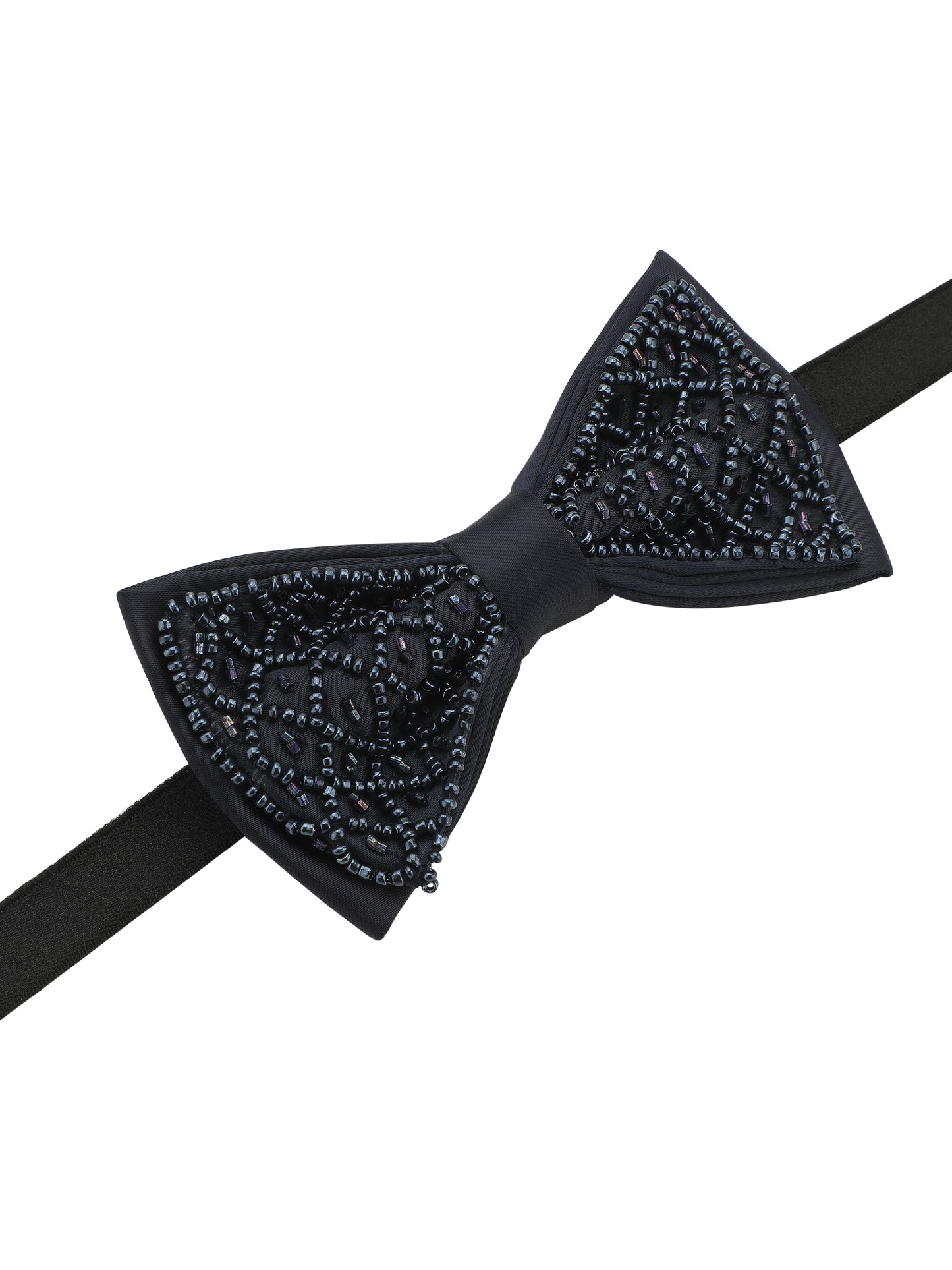 Alvaro Castagnino Men Microfiber Bead Embroidered Adjustable Bow Tie
