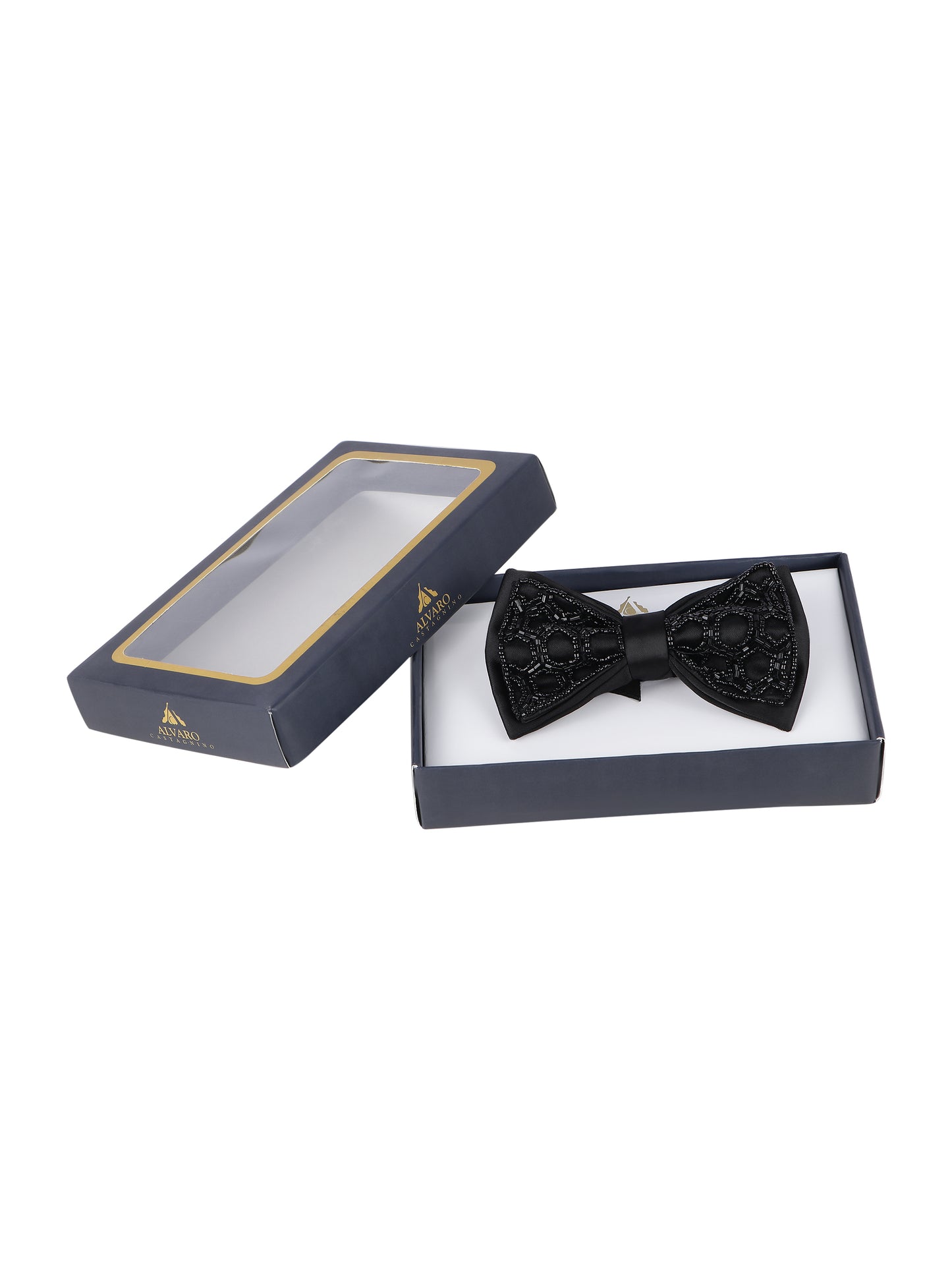 Alvaro Castagnino Men Bead Embroidered Adjustable Bow Tie