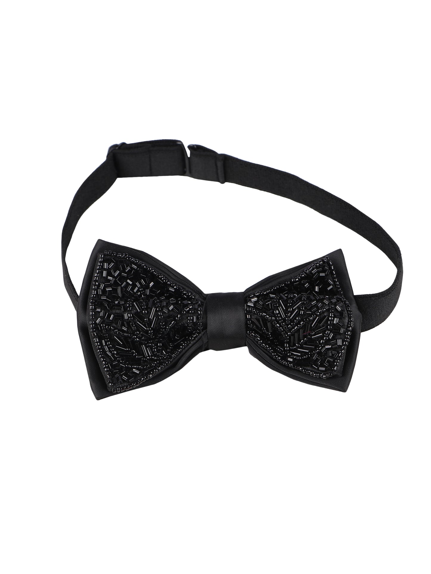 Alvaro Castagnino Men Microfiber Bead Embroidered Adjustable Bow Tie