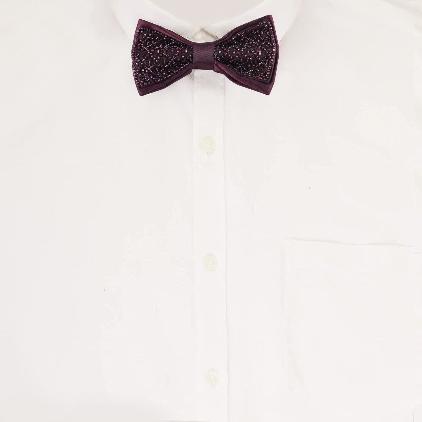 Alvaro Castagnino Men Bead Embroidered Adjustable Bow Tie