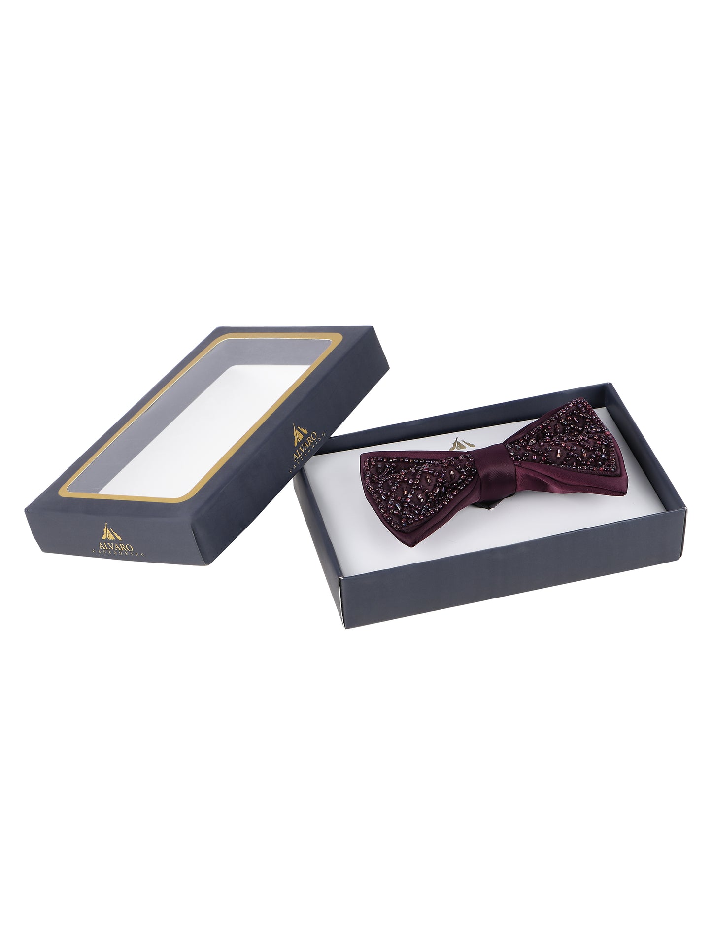 Alvaro Castagnino Men Bead Embroidered Adjustable Bow Tie