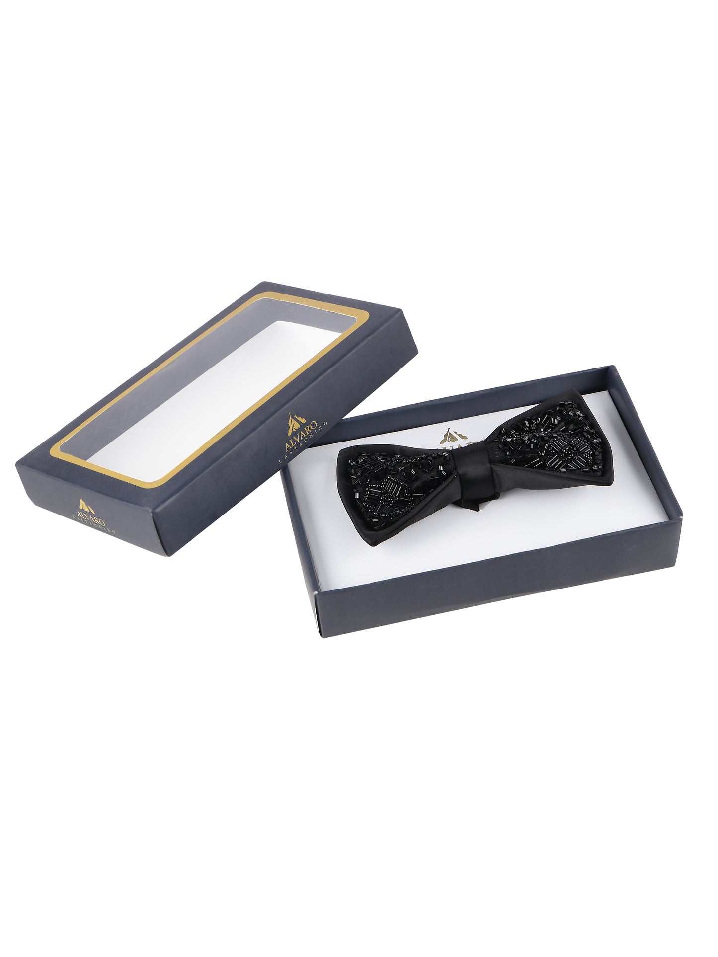 Alvaro Castagnino Men Bead Embroidered Adjustable Bow Tie