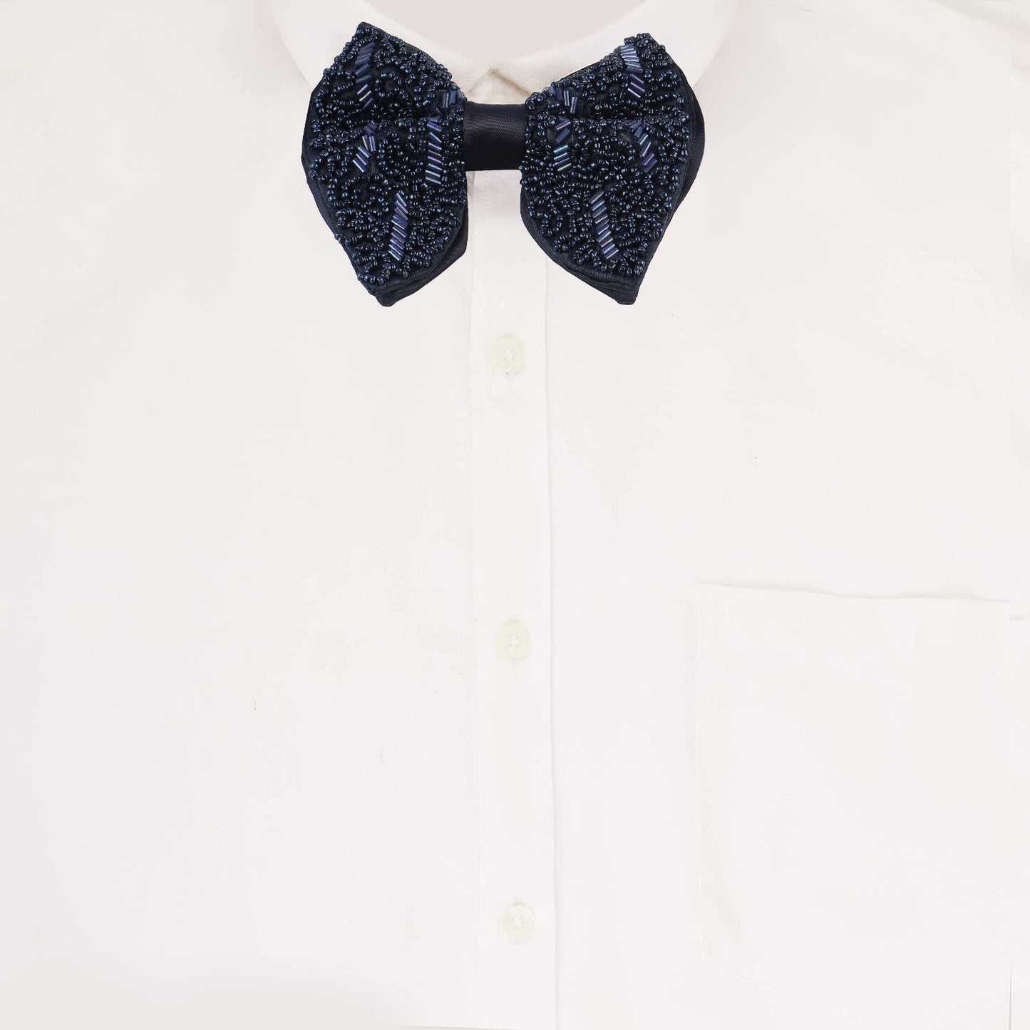 Alvaro Castagnino Men Microfiber Bead Embroidered Adjustable Bow Tie