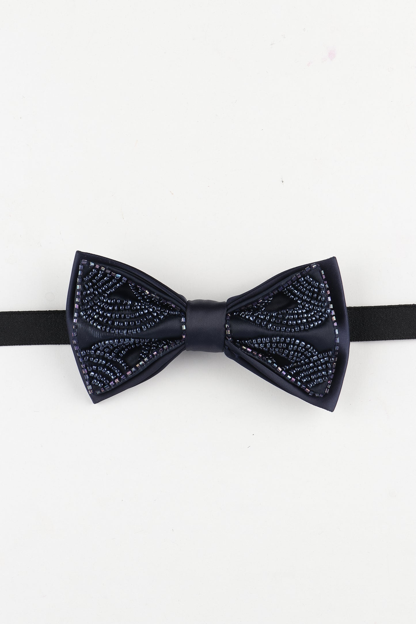 Alvaro Castagnino Men Microfiber Bead Embroidered Adjustable Bow Tie