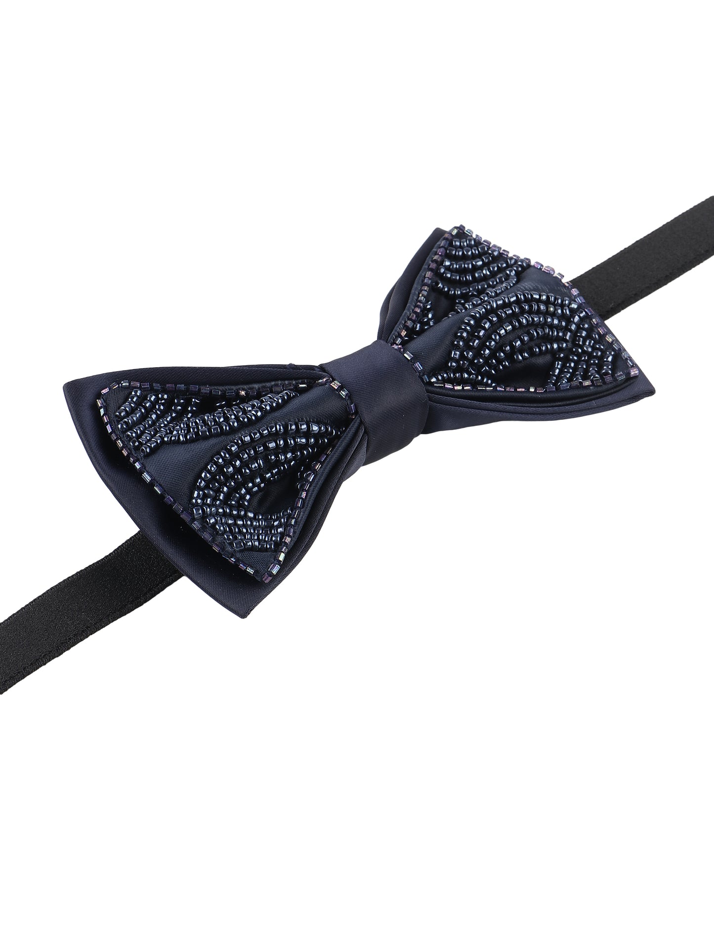 Alvaro Castagnino Men Microfiber Bead Embroidered Adjustable Bow Tie