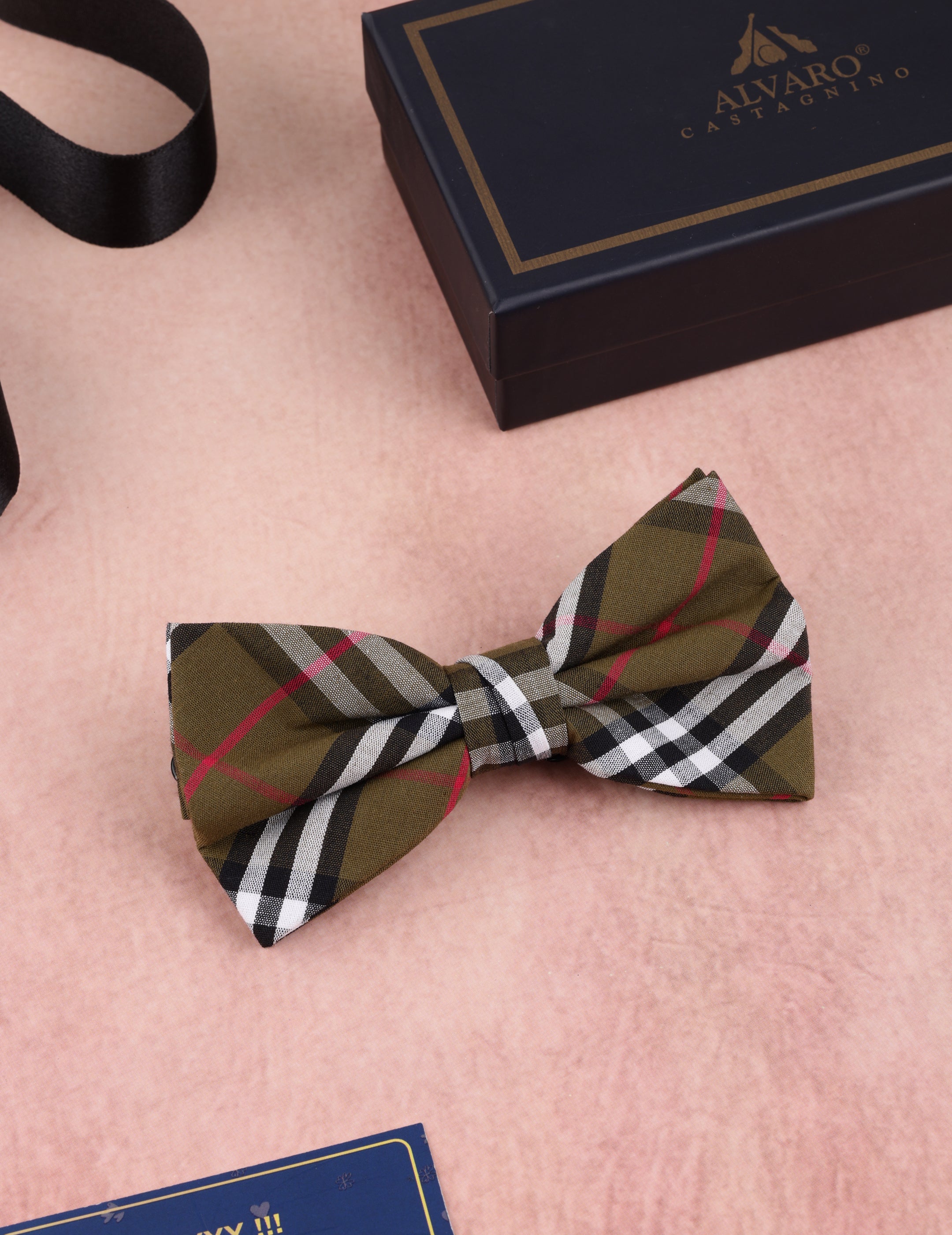 Olive Green Tartan Plaid Bow Tie