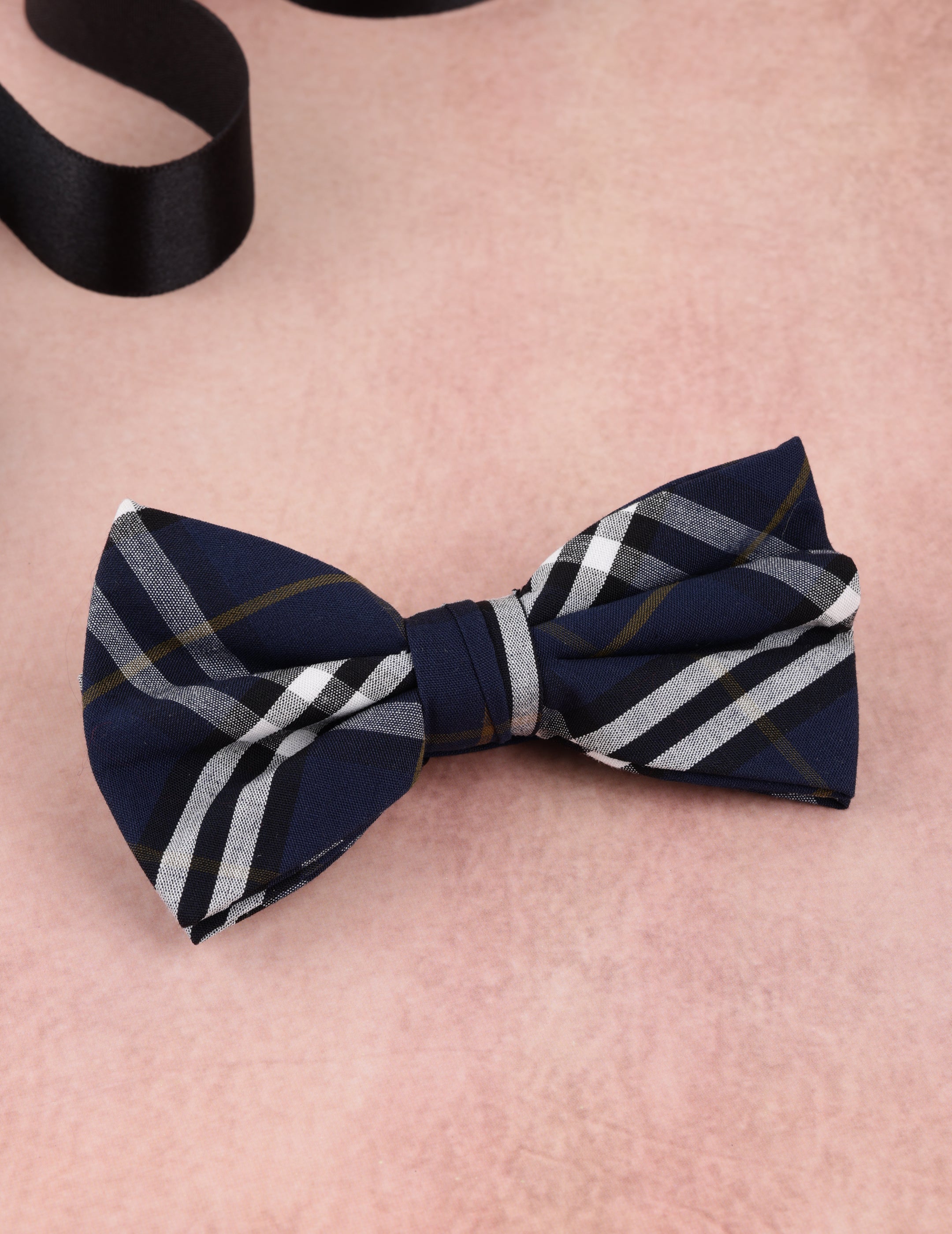 Midnight Navy Tartan Plaid Bow Tie