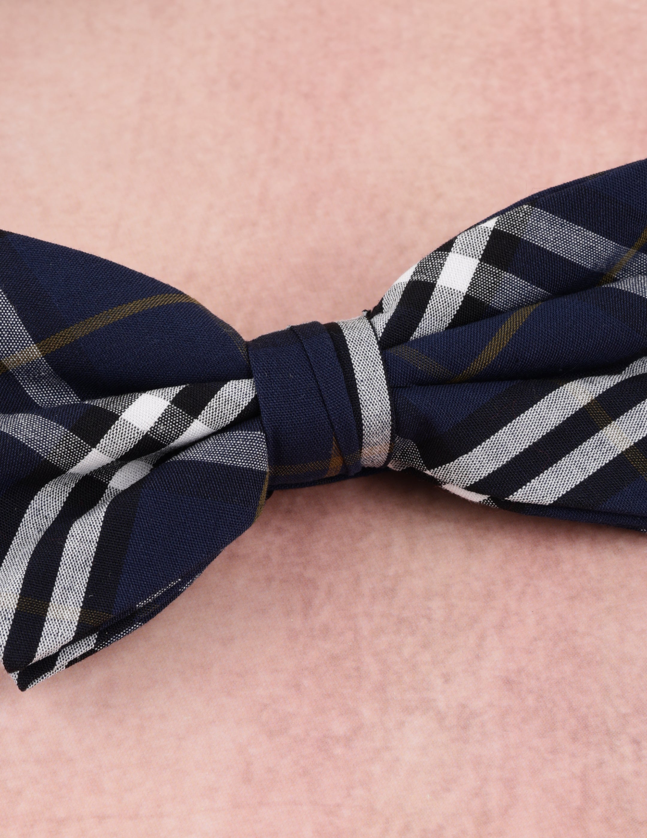 Midnight Navy Tartan Plaid Bow Tie