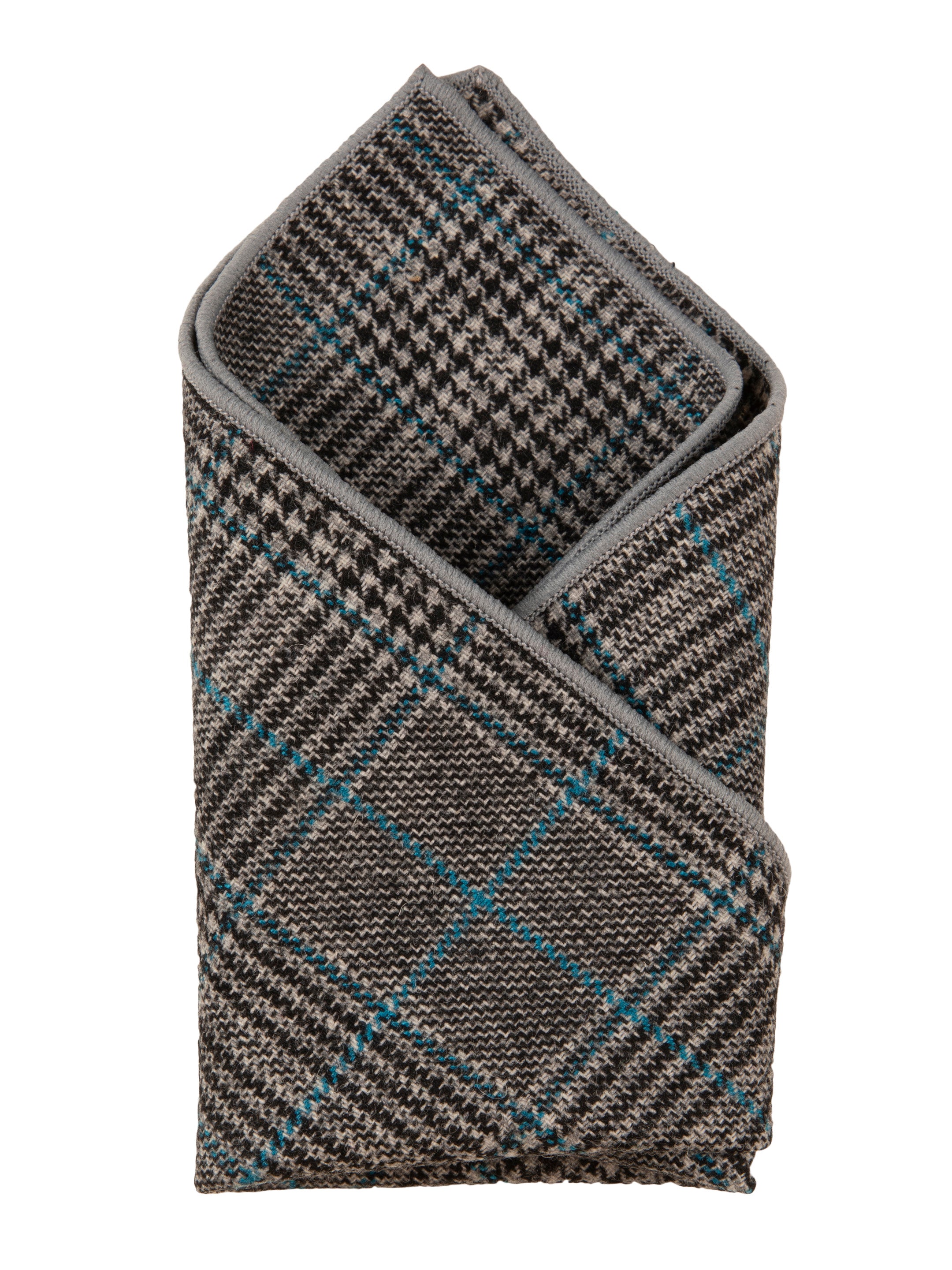 Grey Checked Cotton Pocket Square
