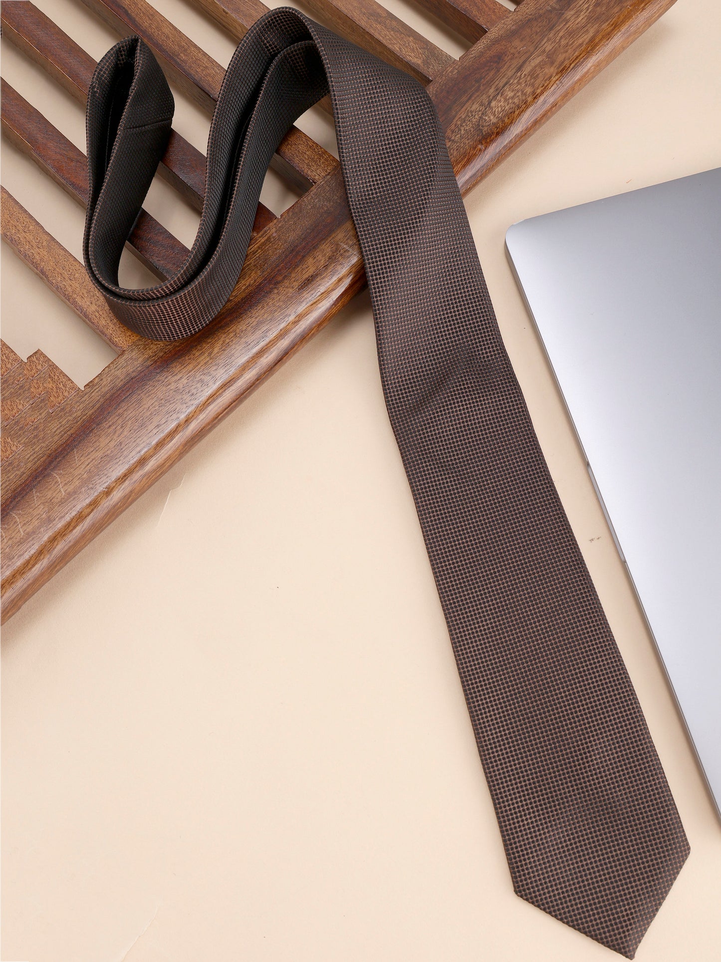 Alvaro Castagnino Brown Coloured Microfiber Necktie for Men
