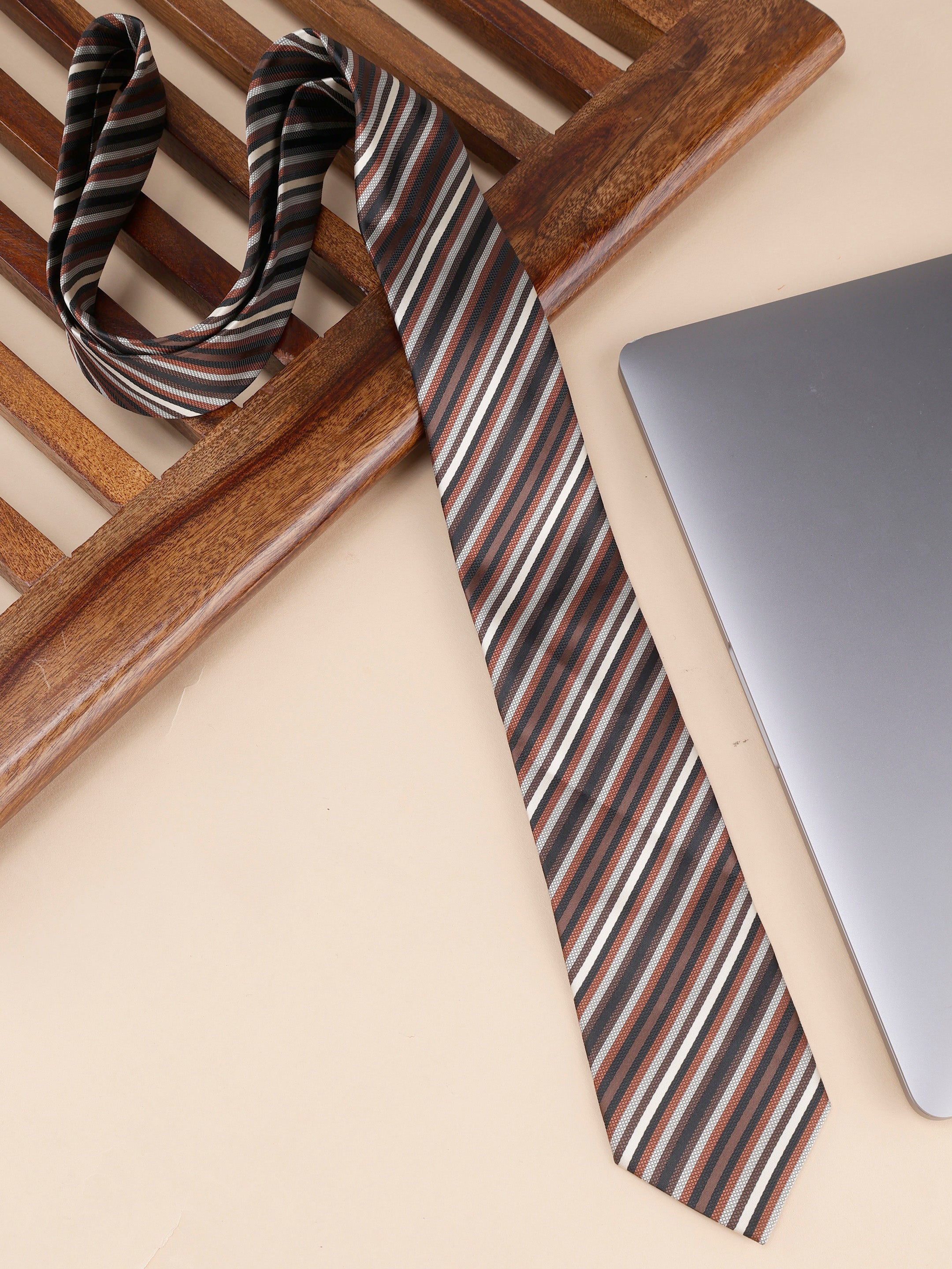 Striped Brown Diagonal Necktie