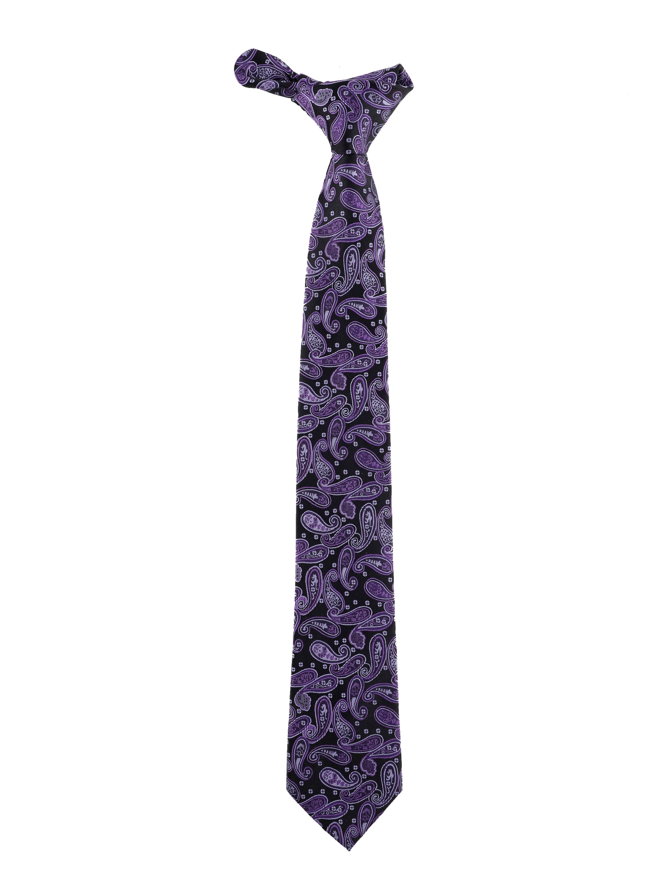 Black & Purple Paisley Silk Necktie