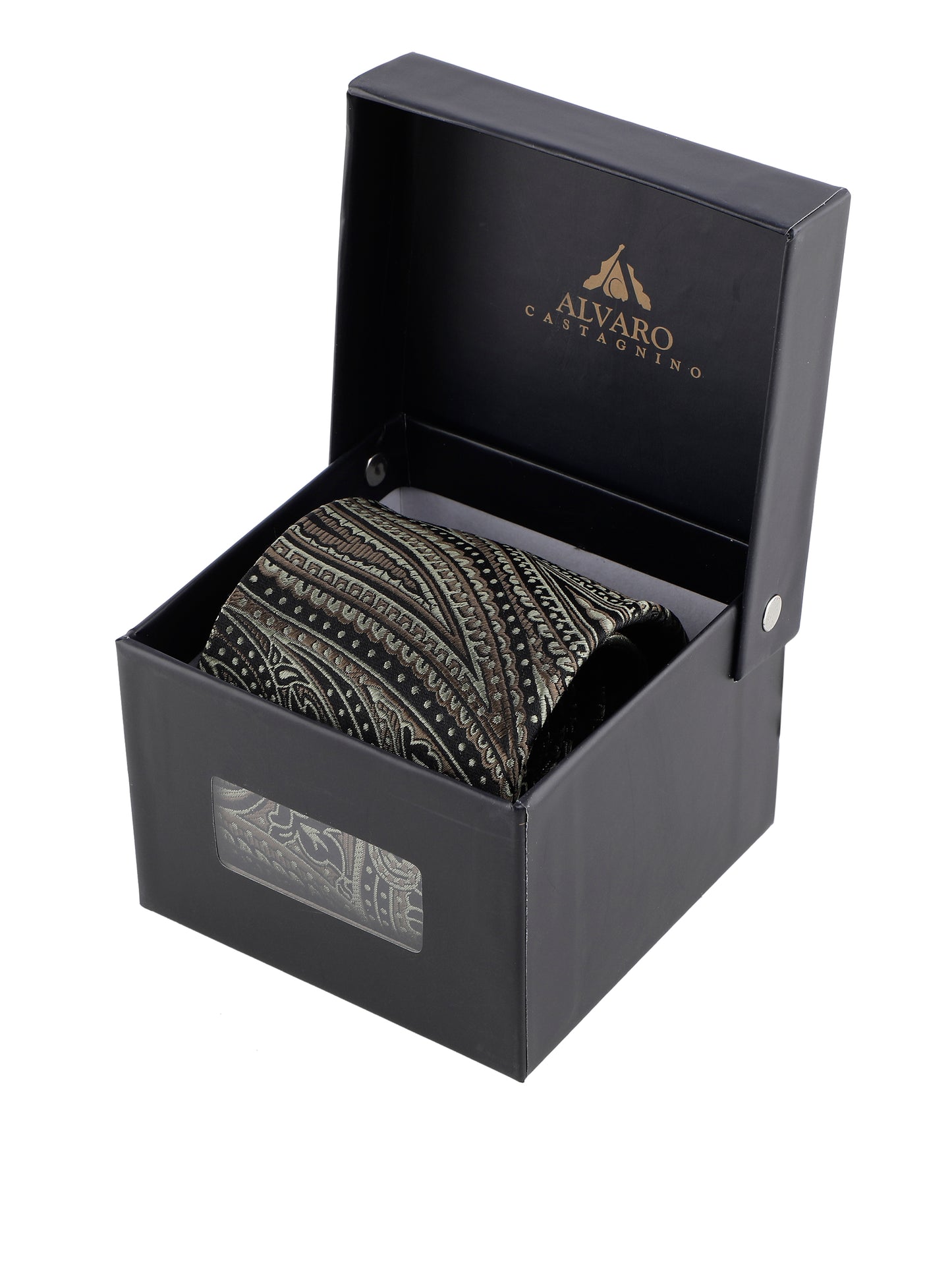 Alvaro Castagnino Brown & Black Coloured Silk Necktie for Men