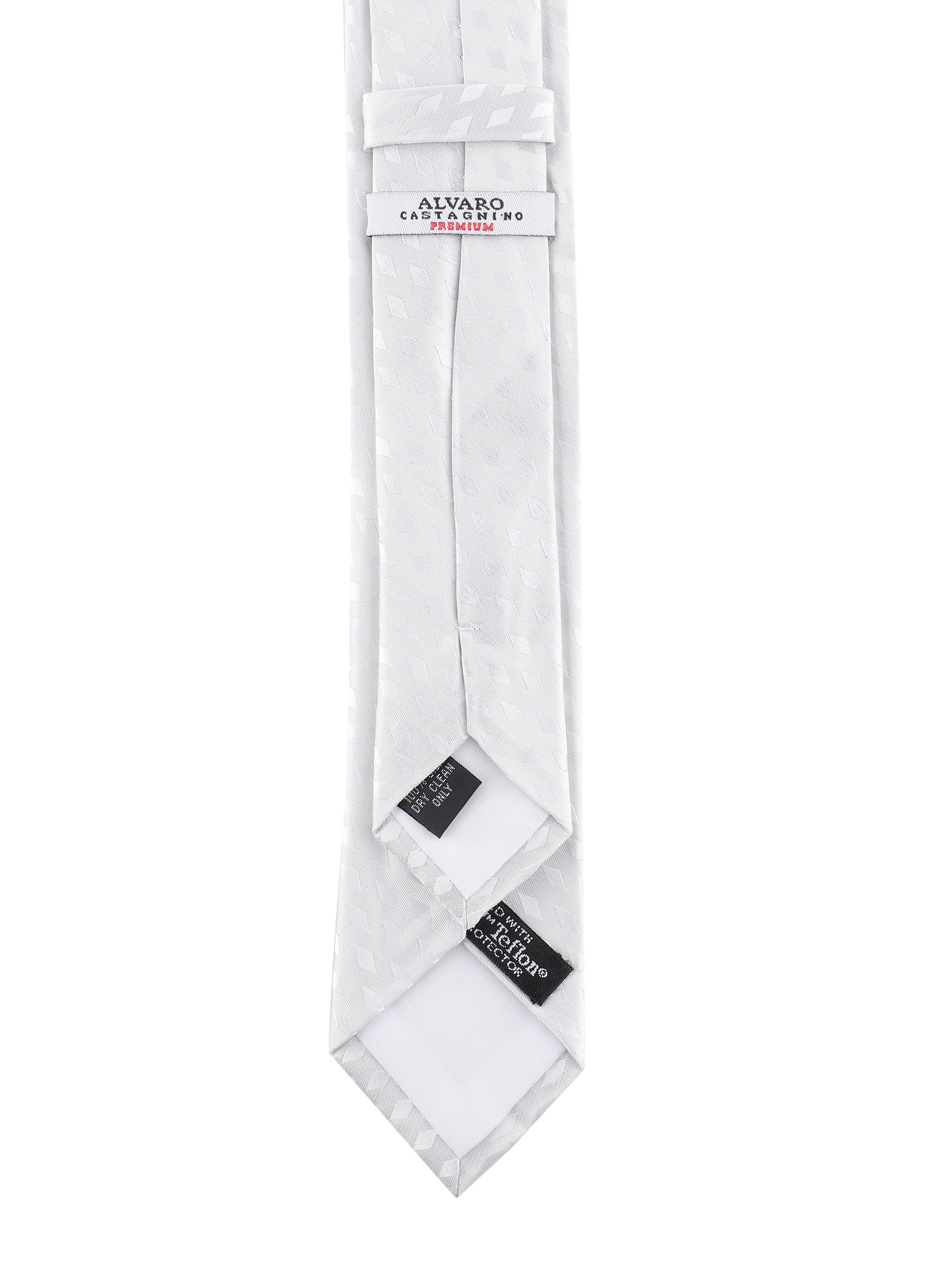 Geometric White Skinny Silk Necktie