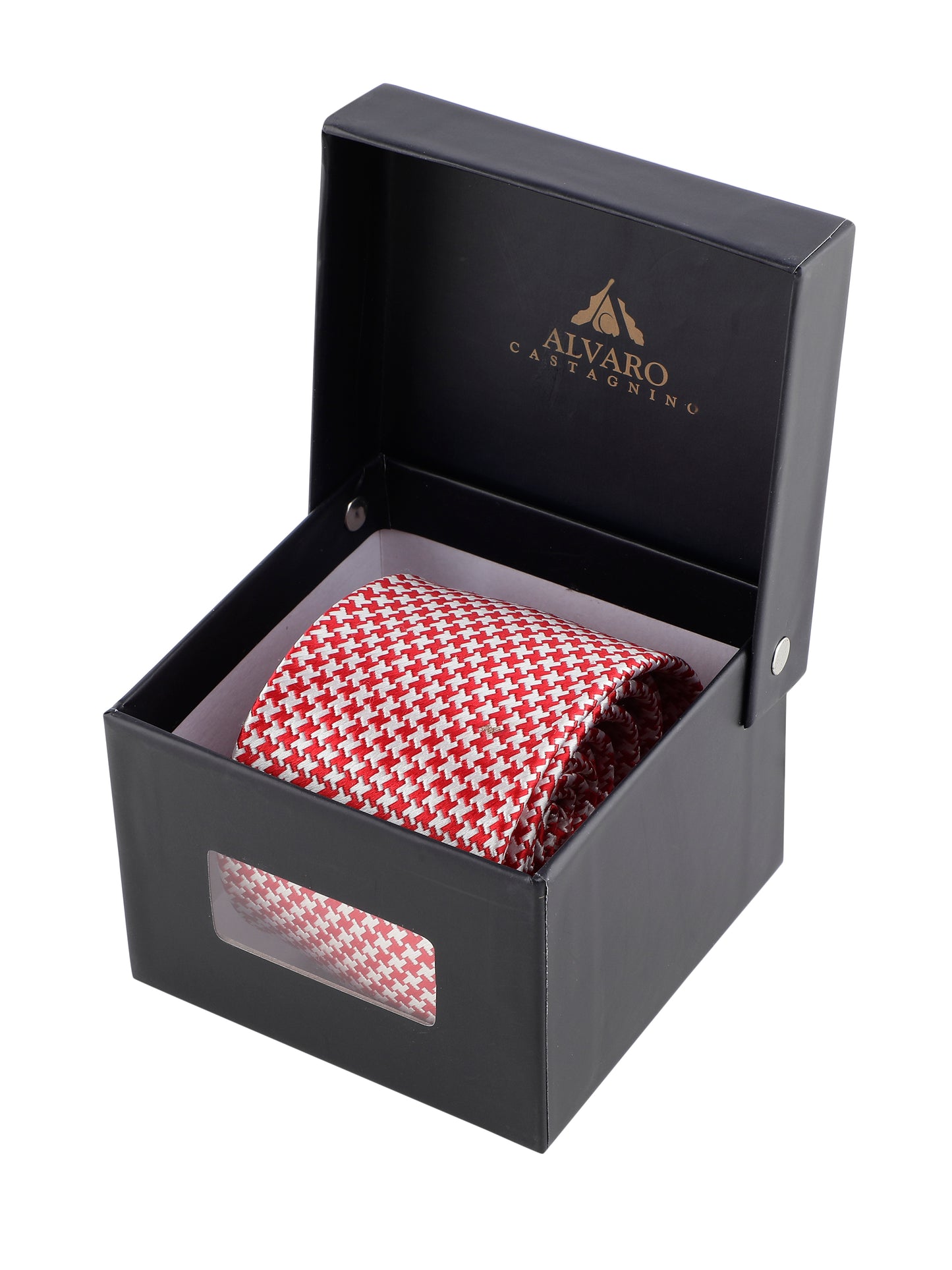 Alvaro Castagnino Red & White Coloured Silk Necktie for Men