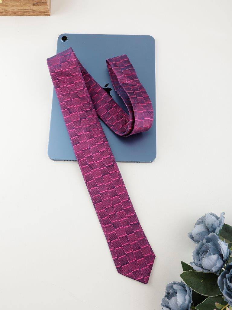 Alvaro Castagnino Magenta Coloured Silk Necktie for Men
