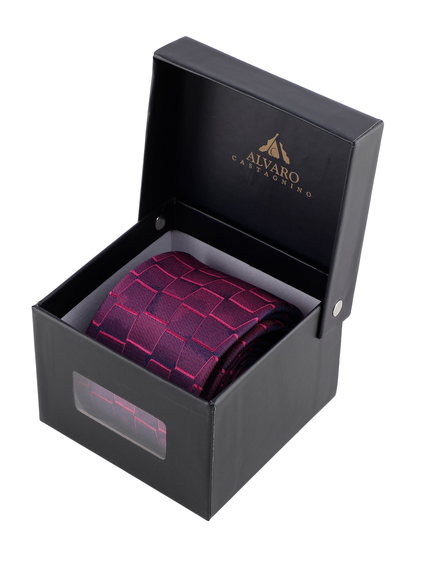 Alvaro Castagnino Magenta Coloured Silk Necktie for Men