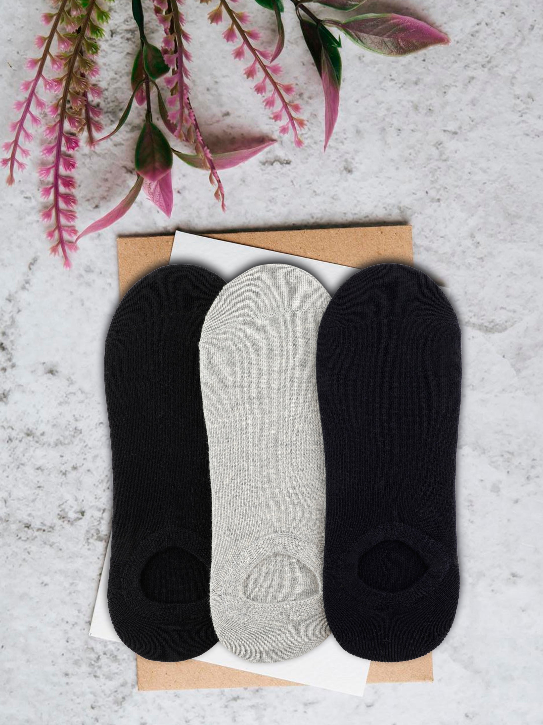 Alvaro Castagnino Men Black Grey & Blue Coloured Plain Shoe Liners Socks