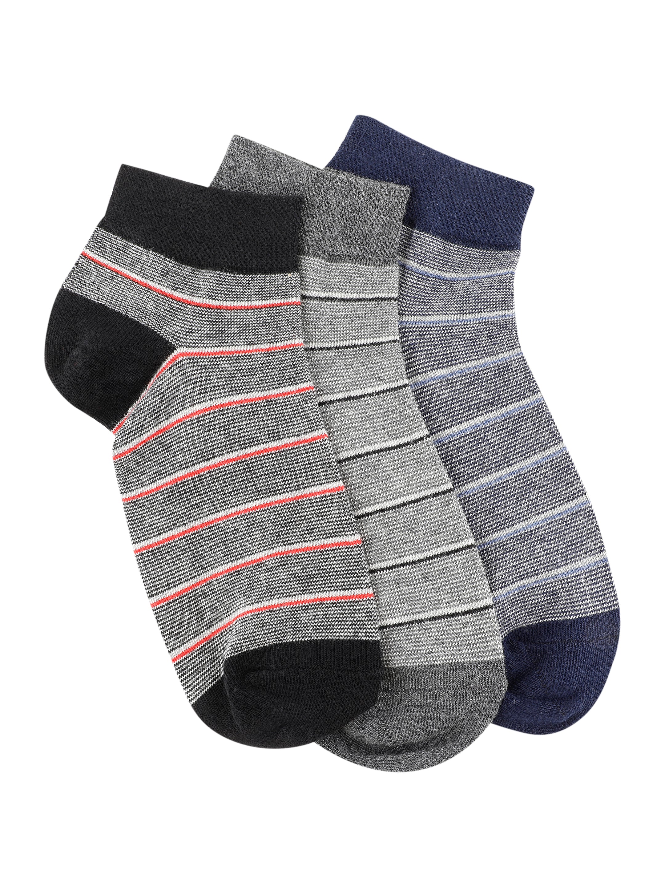 Blue, Grey & Black Textured Stripe Socks