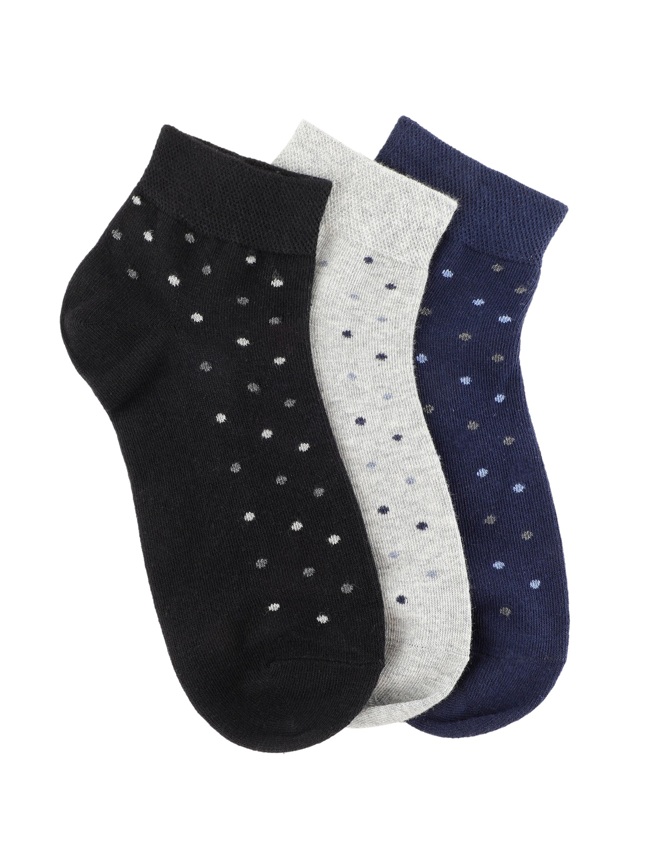 Navy, Grey & Black Micro Dotted Ankle Socks