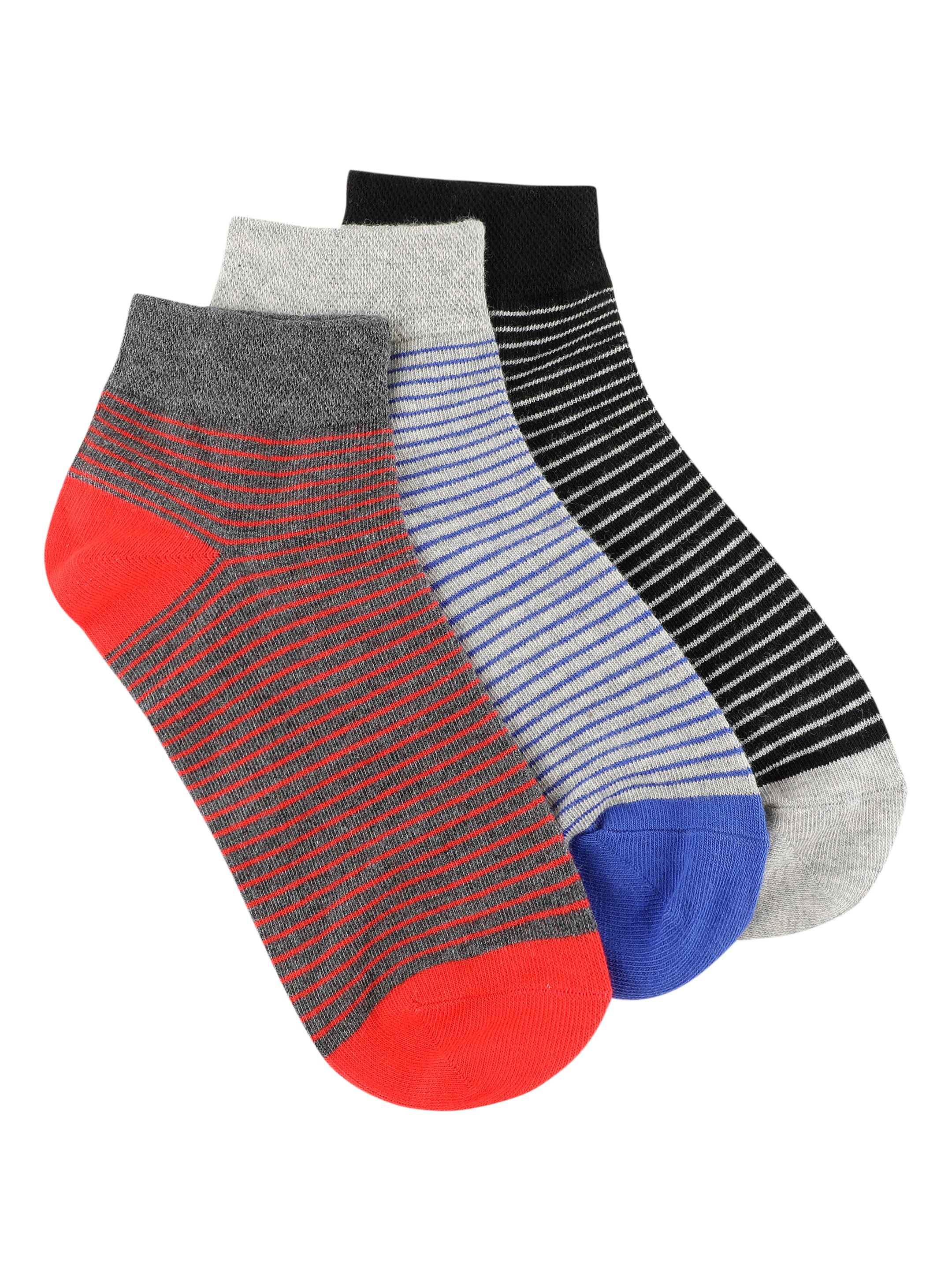 Black, Red & Blue Striped Ankle Socks