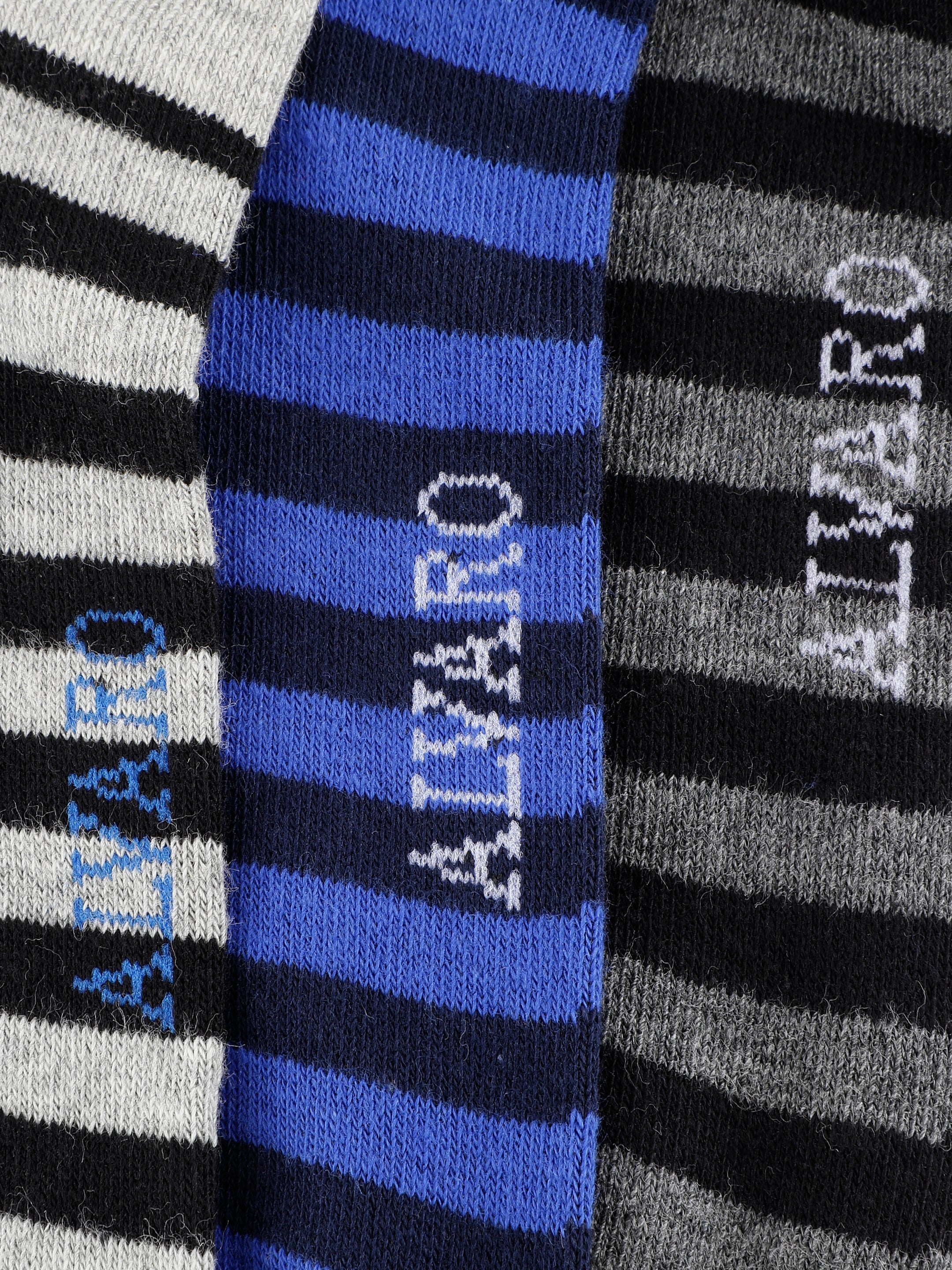 Grey, Blue & Black Polka Dot and Striped Ankle Socks