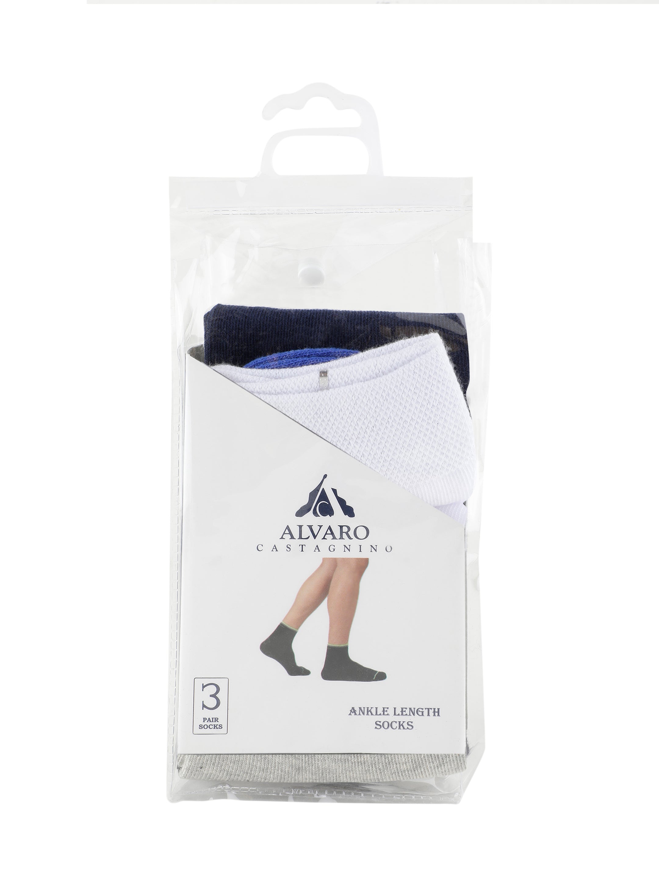 Navy , White & Grey Ankle Socks
