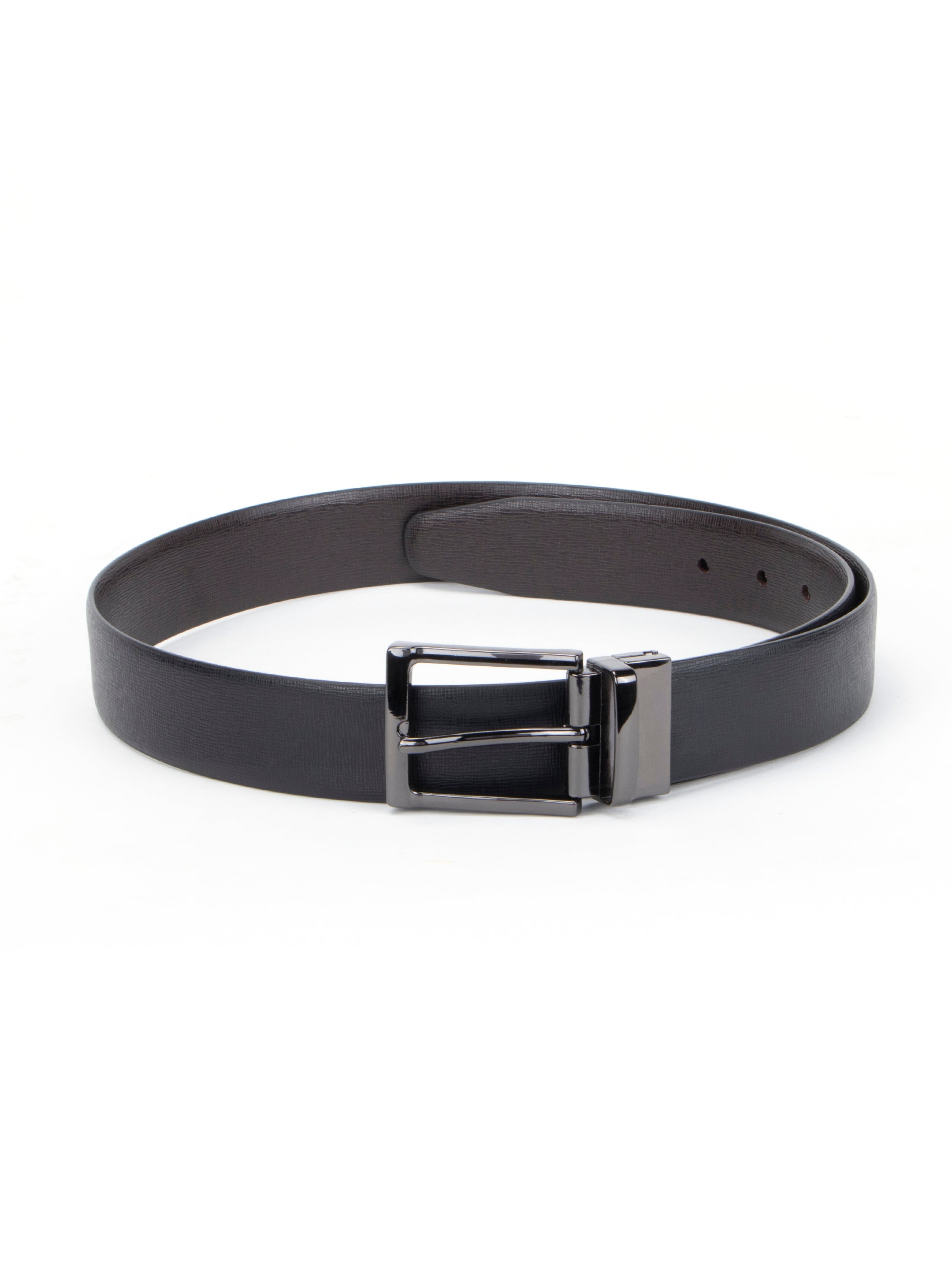 Reversible Black Crosshatch Leather Belt