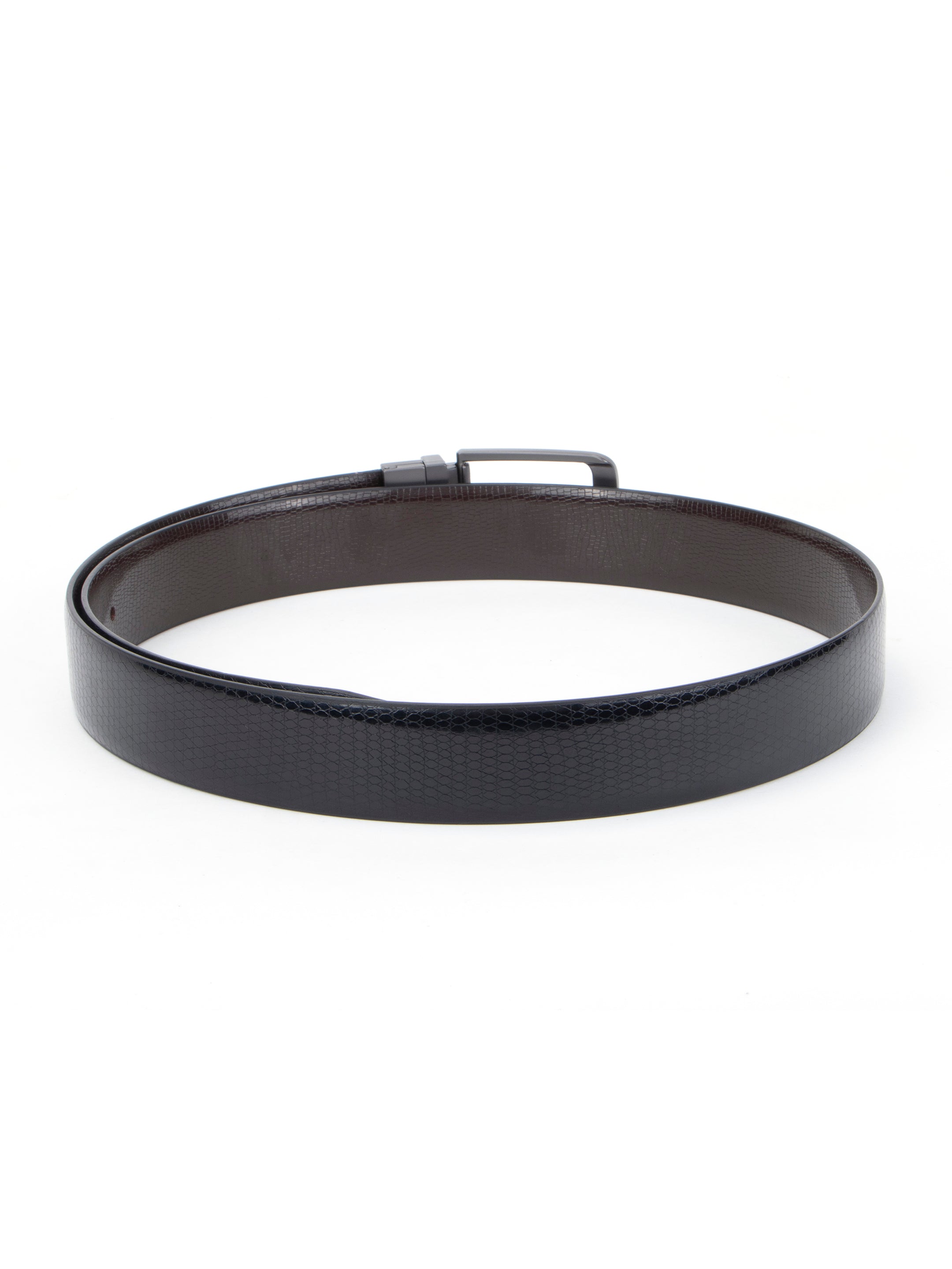 Reversible Black Snakeskin & Brown Micro-Pebble Leather Belt.