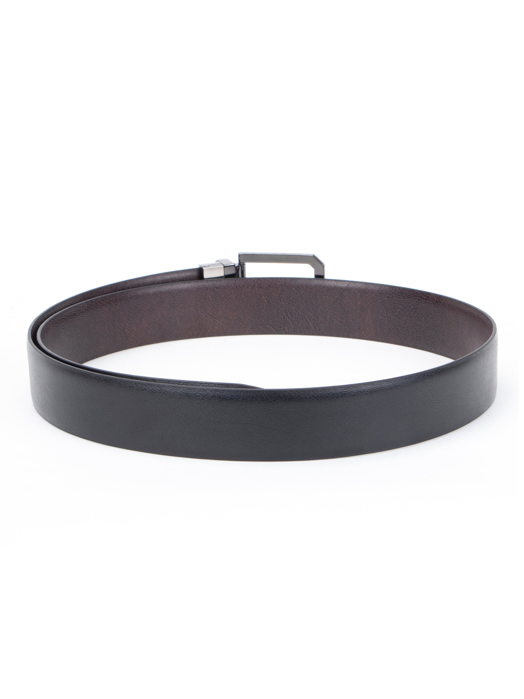 Reversible Pebbled & Smooth Black Leather Belt