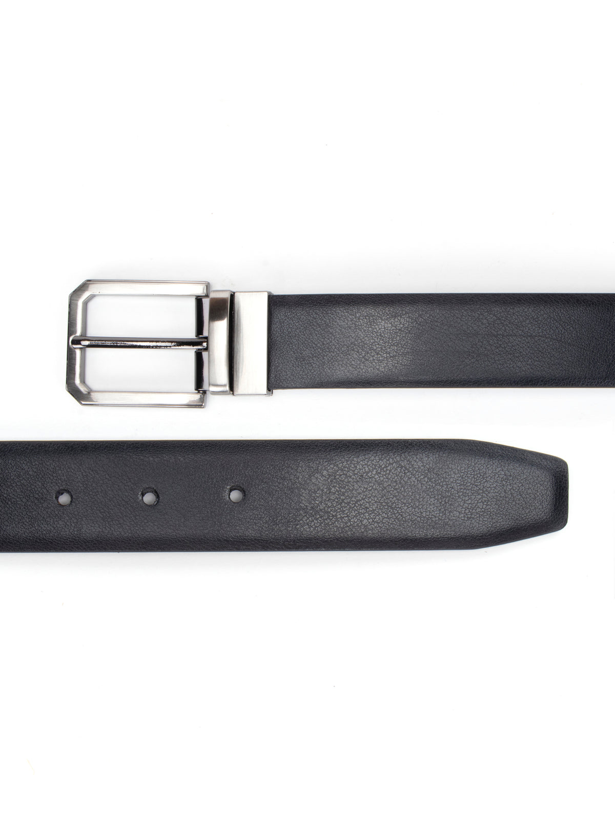 Reversible Pebbled & Smooth Black Leather Belt