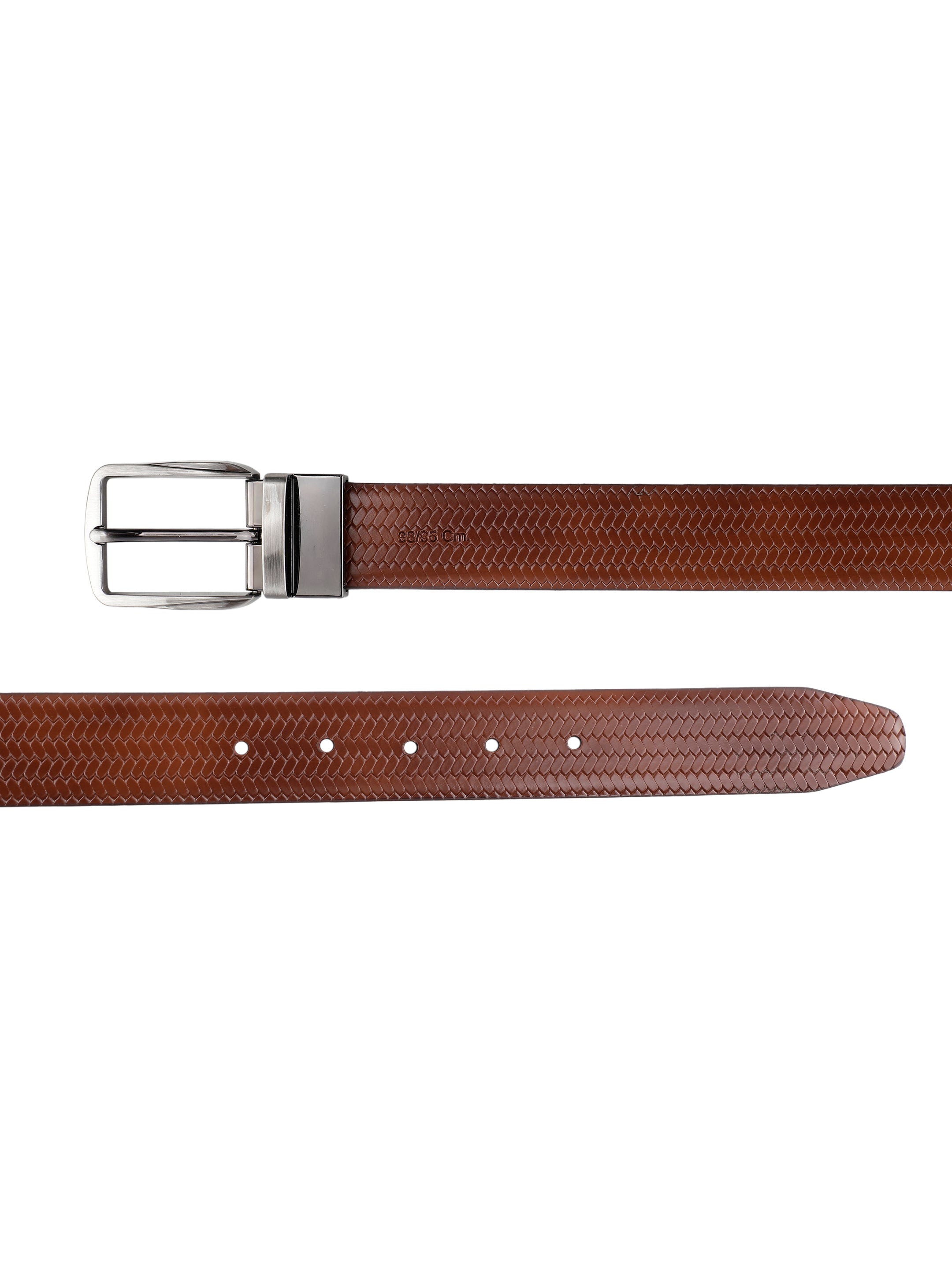 Brown & Tan Reversible Basket Weave Leather Belt