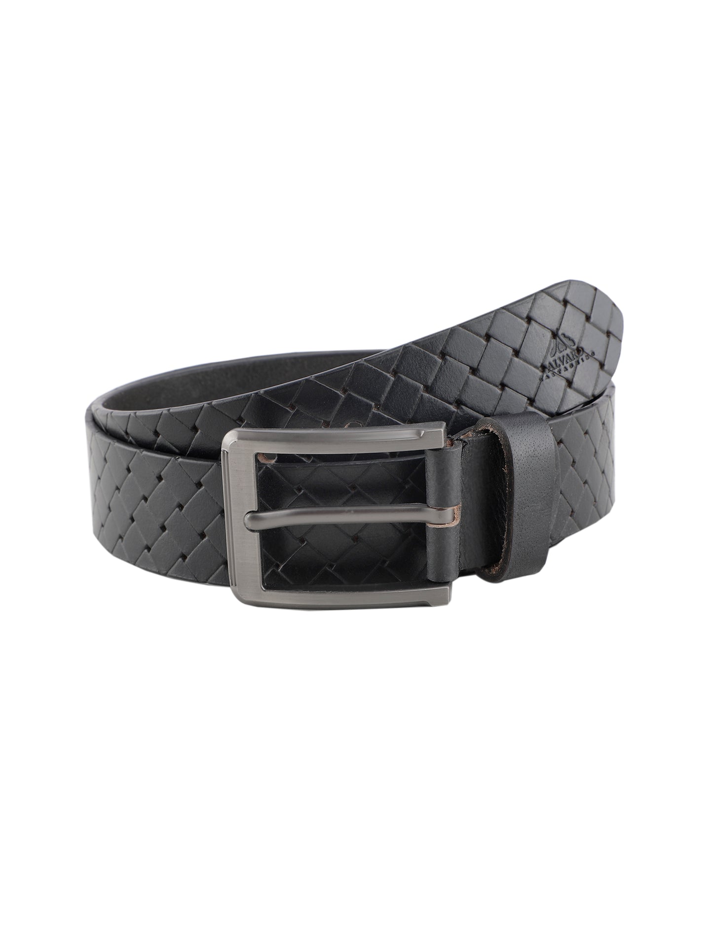 Alvaro Castagnino Men Black Textured Leather Casual Belt