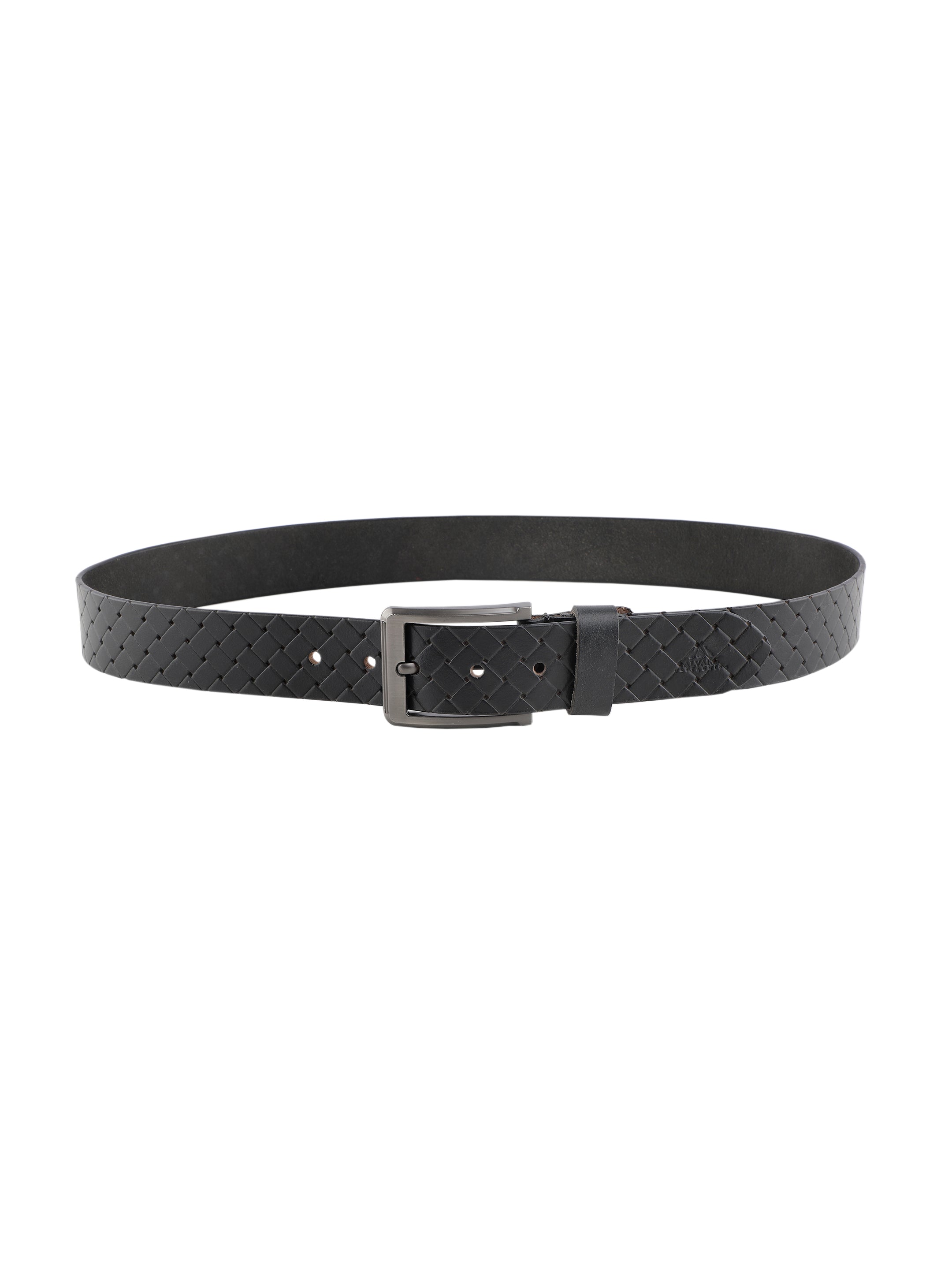 Basket Weave Black Leather Belt