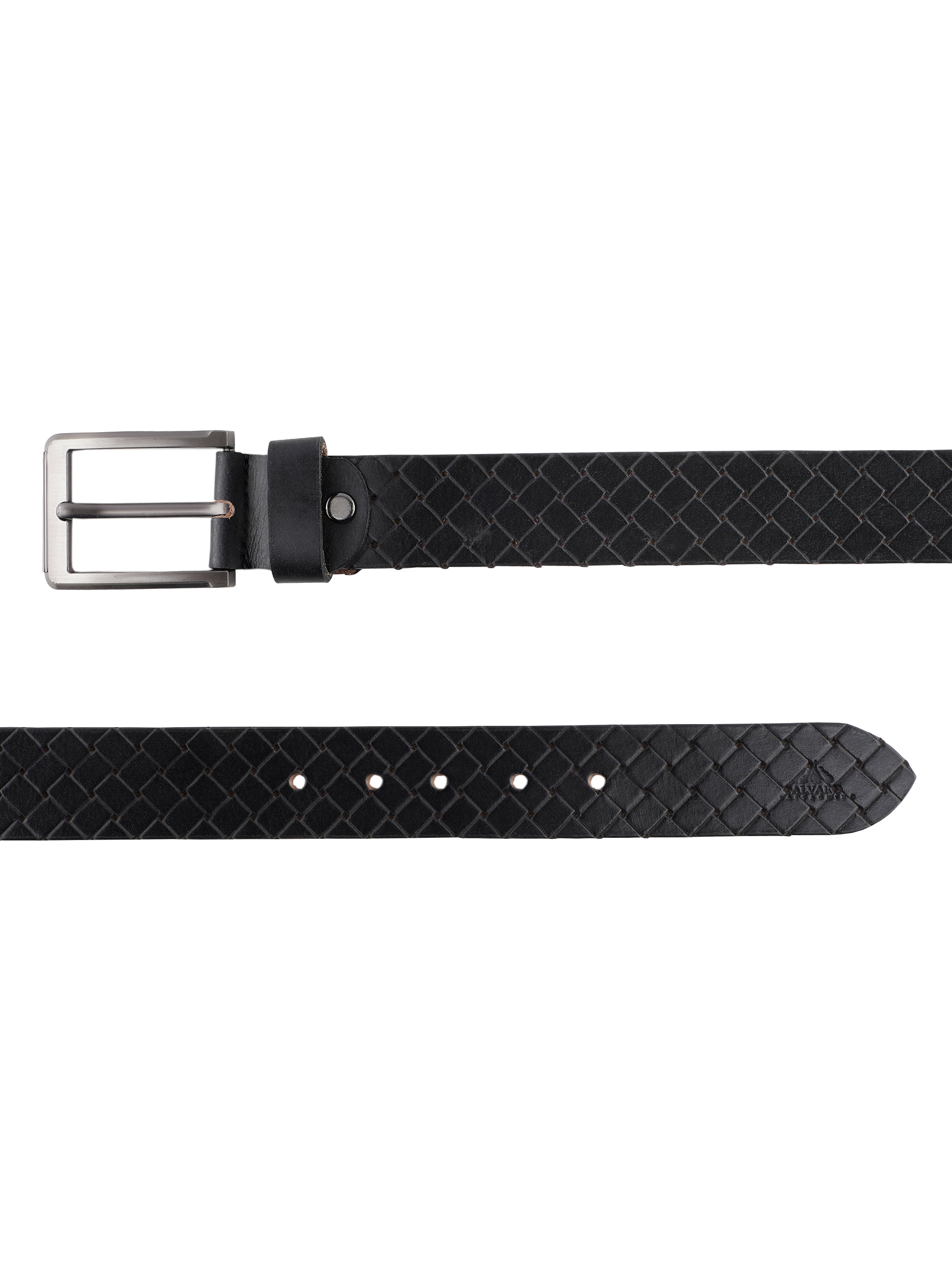 Basket Weave Black Leather Belt