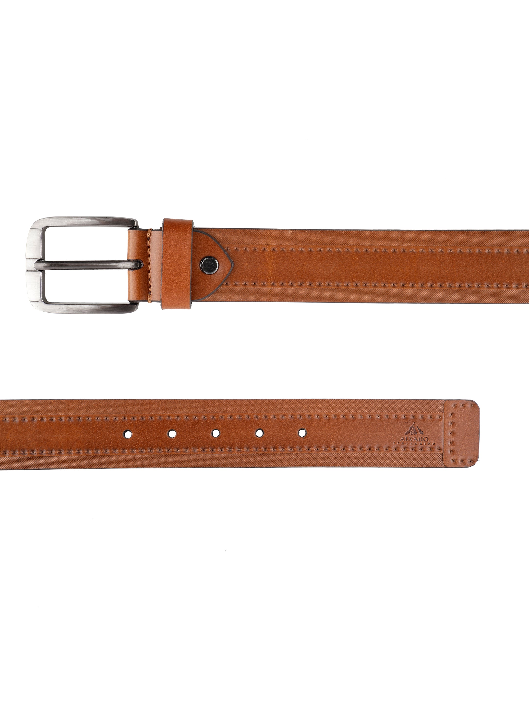 Tan Double Stitched Leather Belt