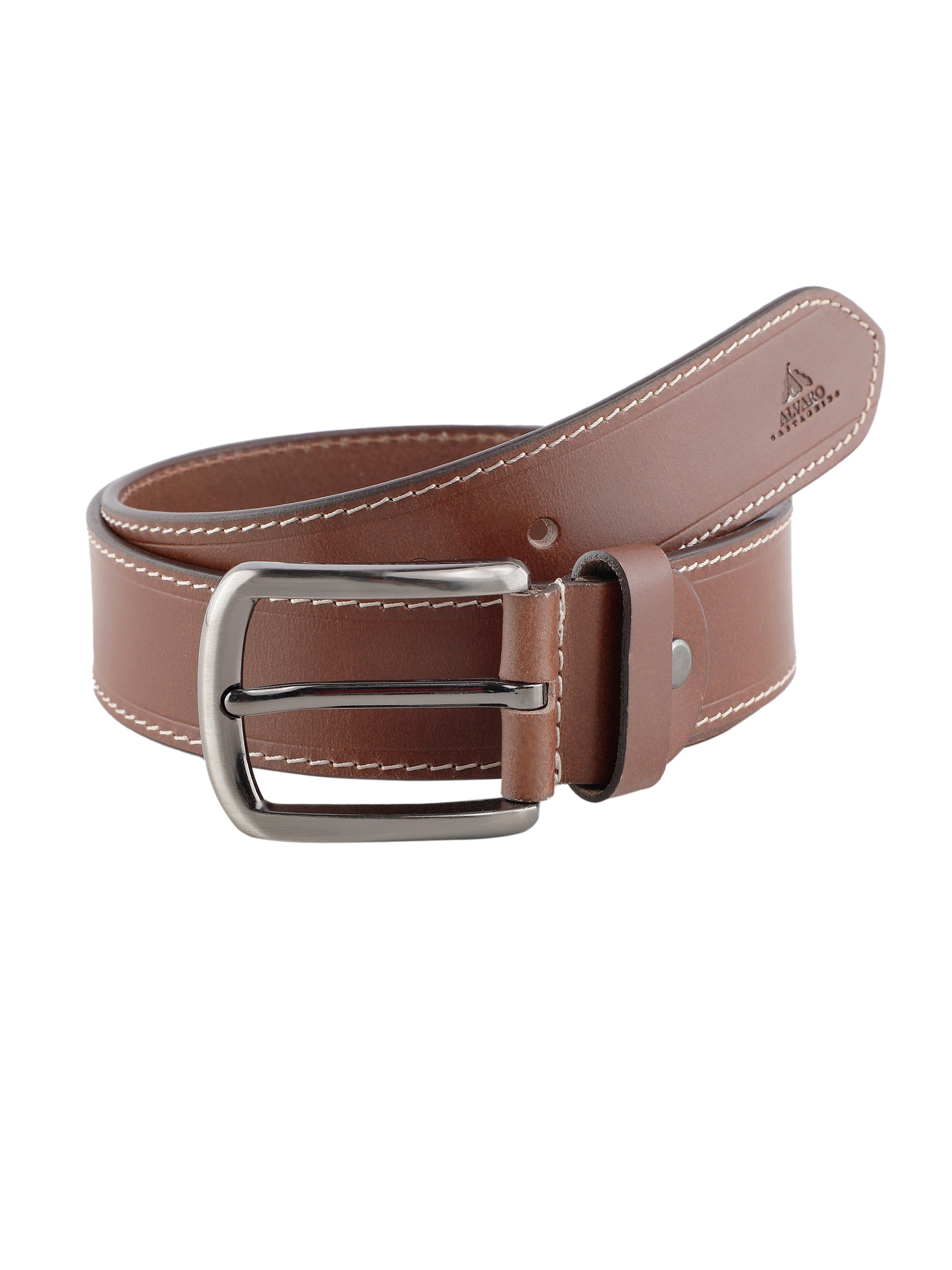 Alvaro Castagnino Men Brown Textured Leather Casual Belt