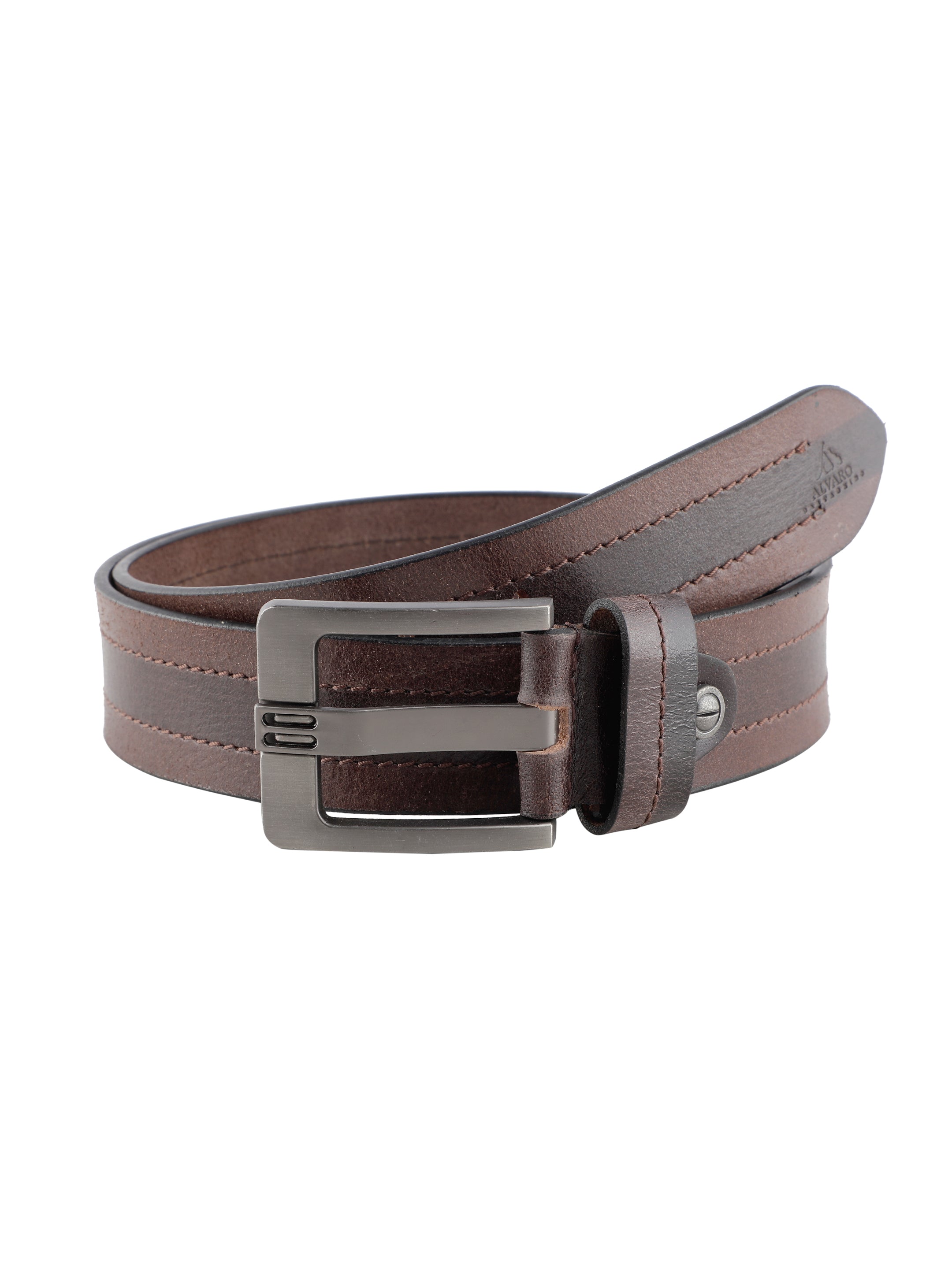 Brown & Mahogany Striped Leather Belt
