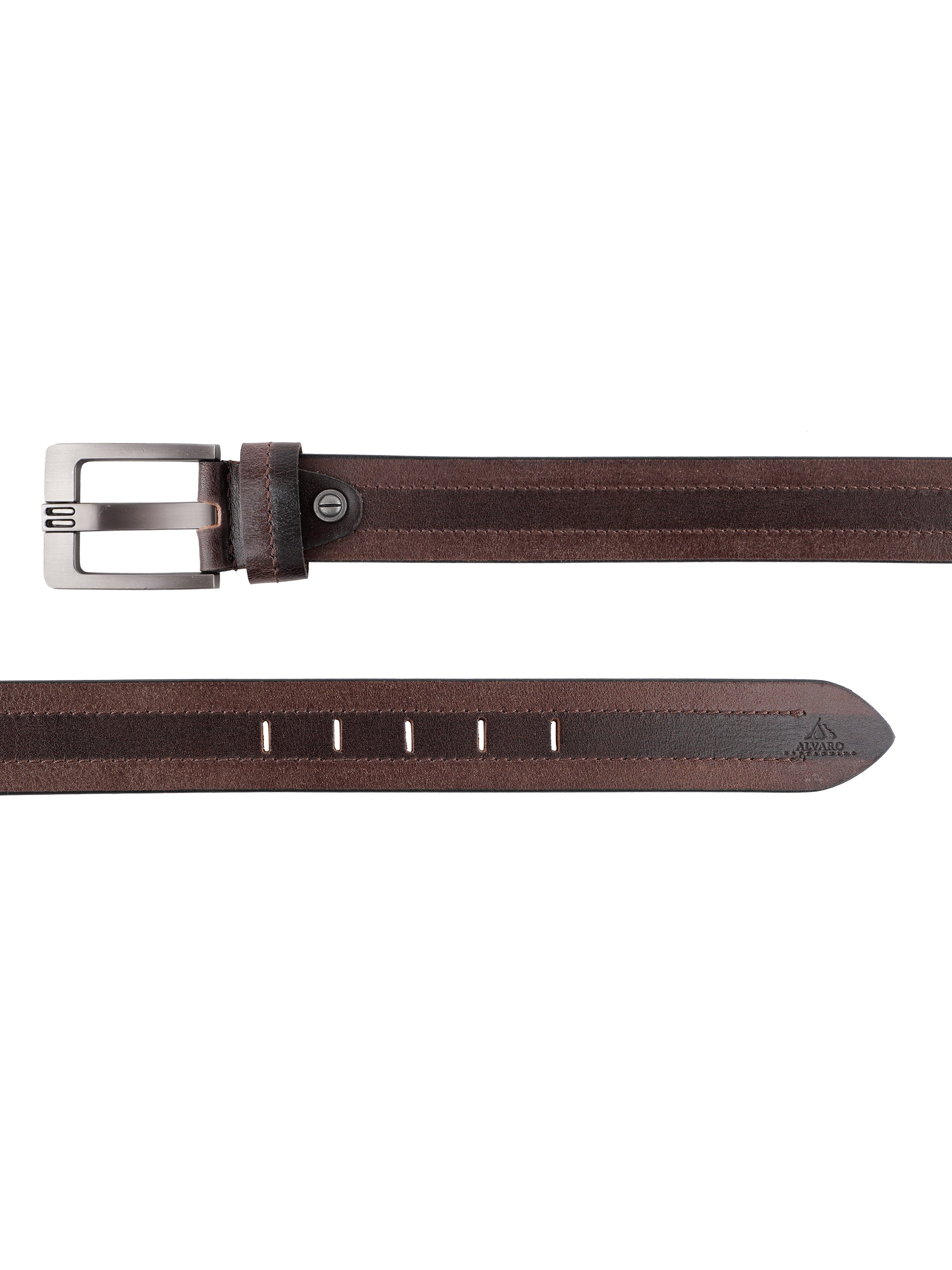 Brown & Mahogany Striped Leather Belt