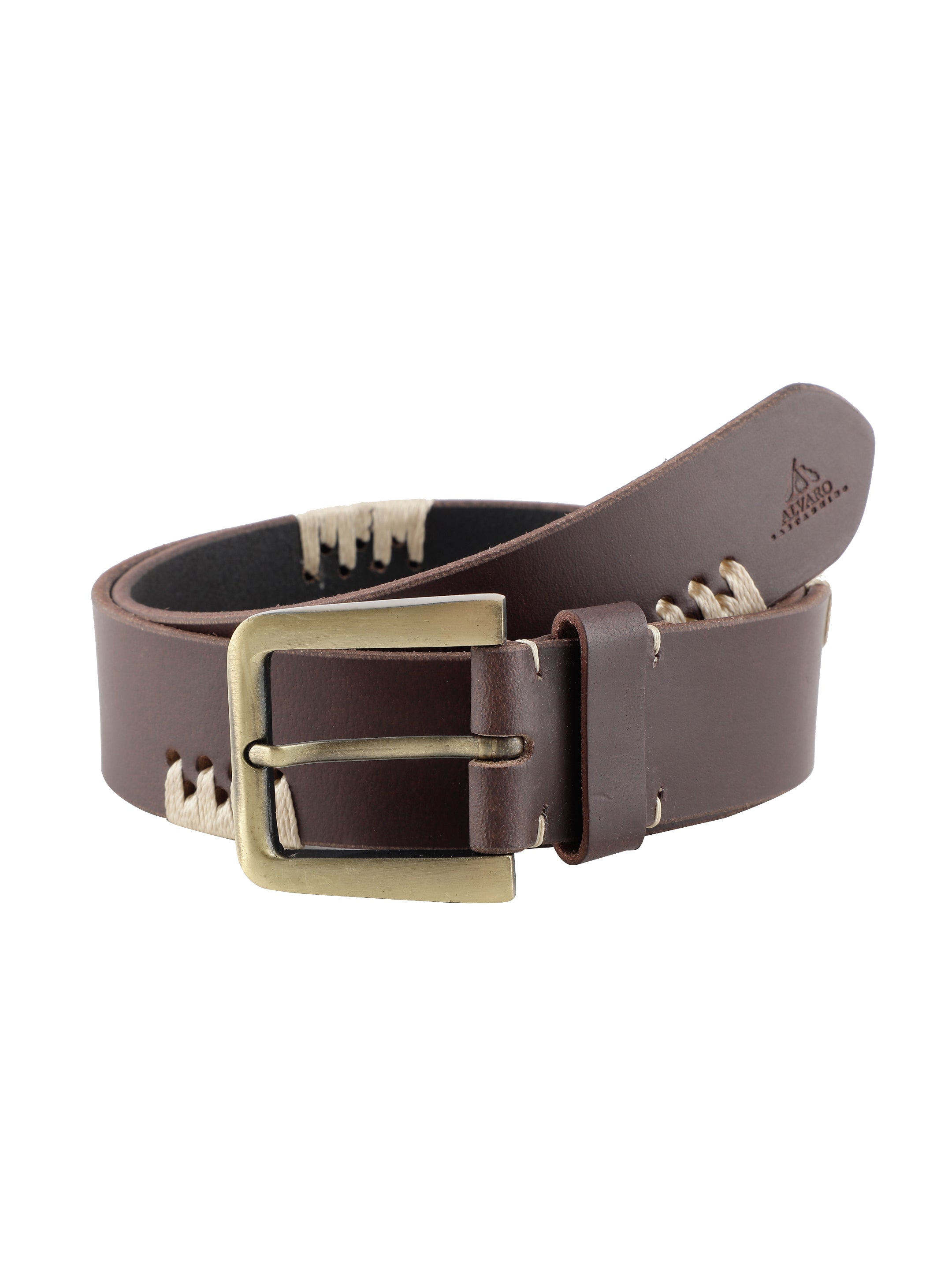 Brown Whipstitch Leather Belt