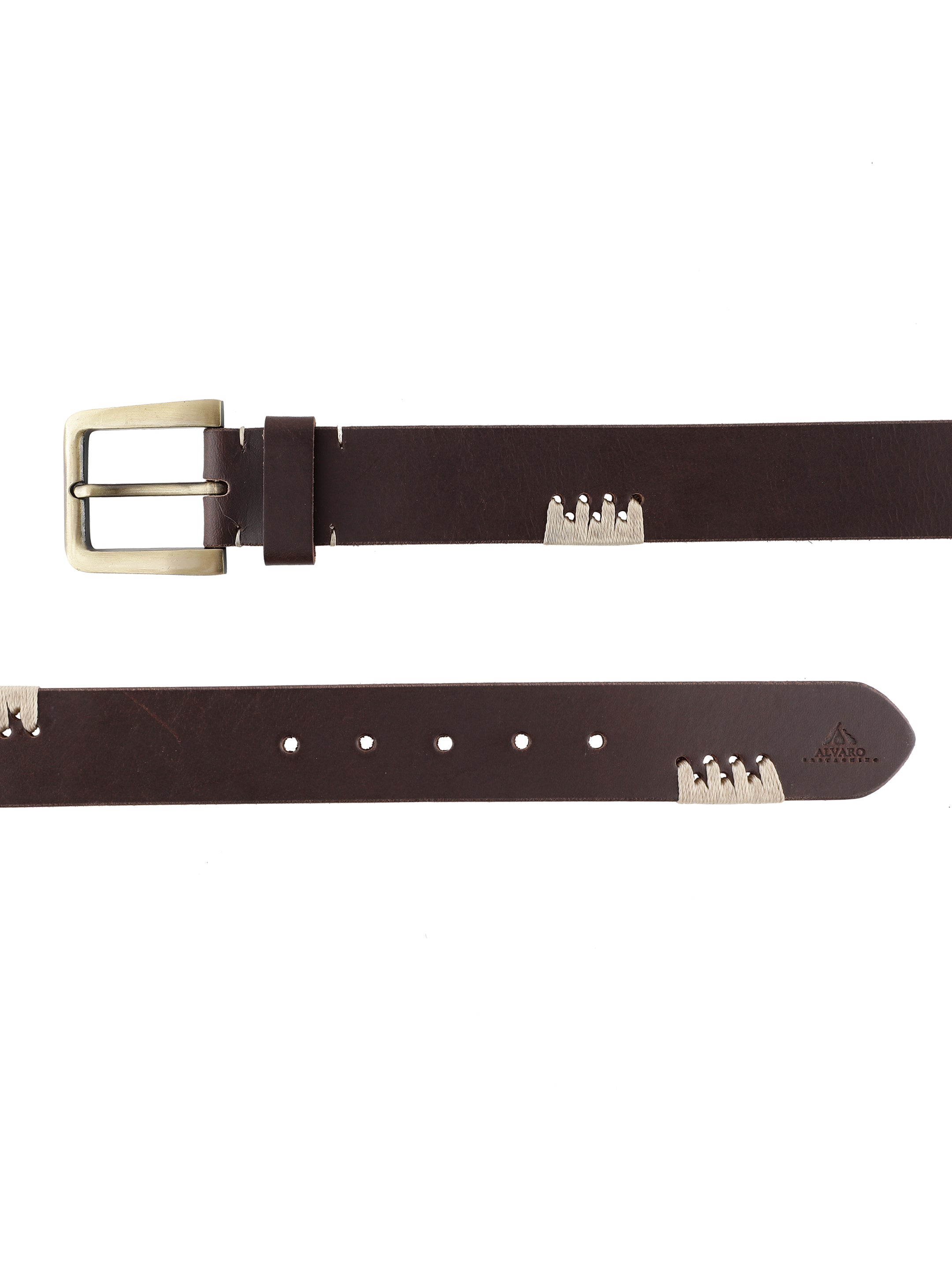 Brown Whipstitch Leather Belt