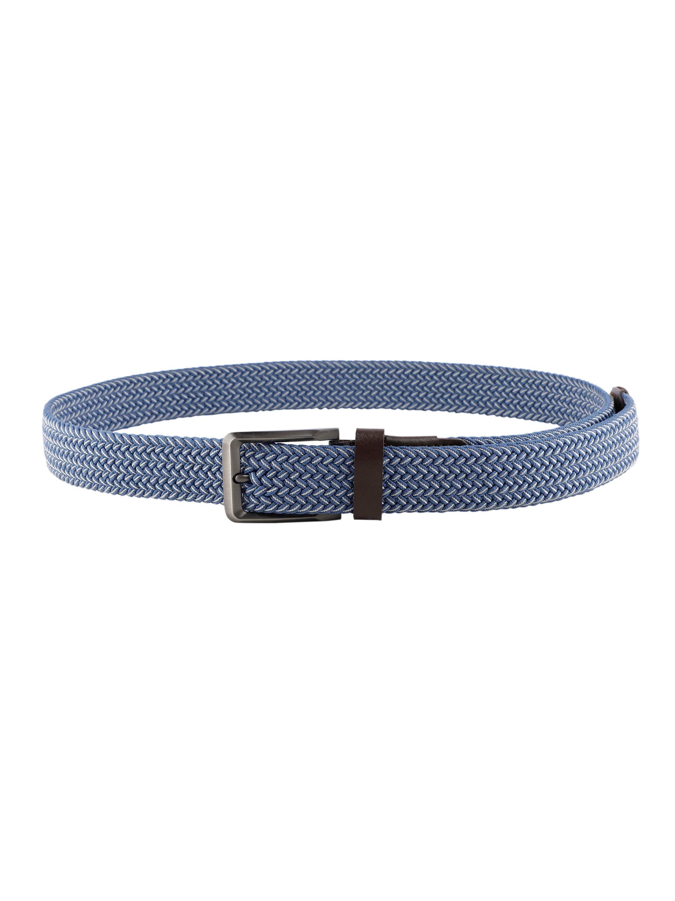 Blue Braided Herringbone Belt