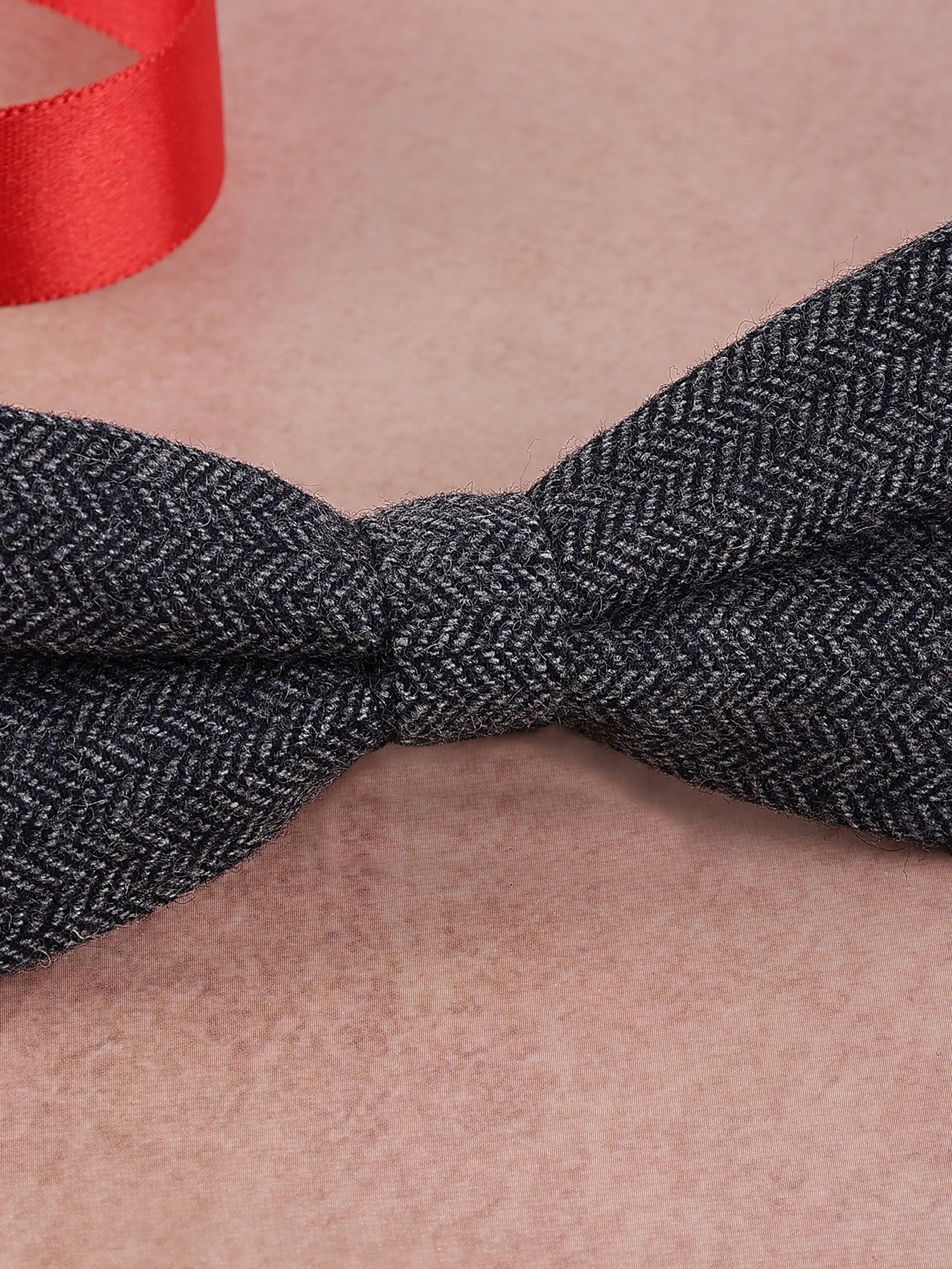 Grey Herringbone Cotton Bow Tie