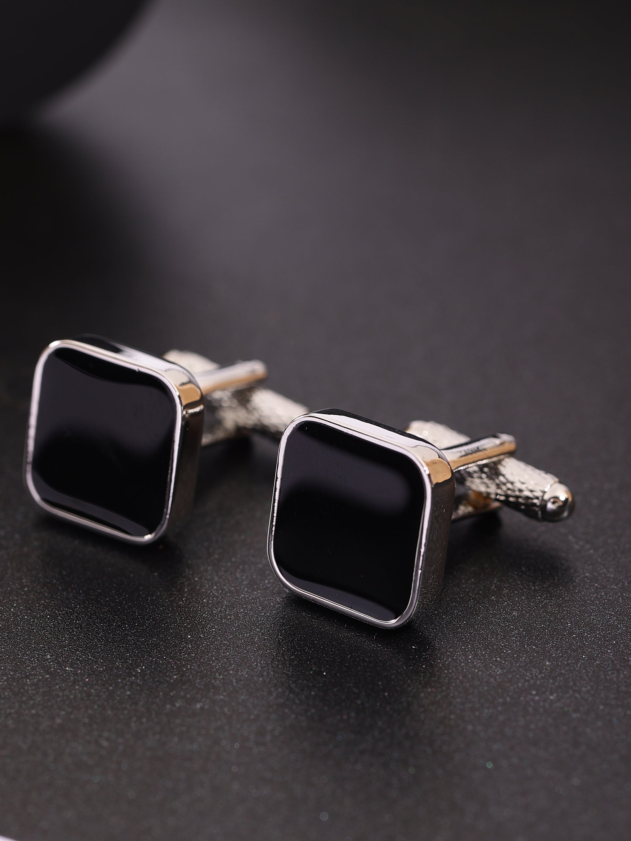 Silver & Black Square Cufflink
